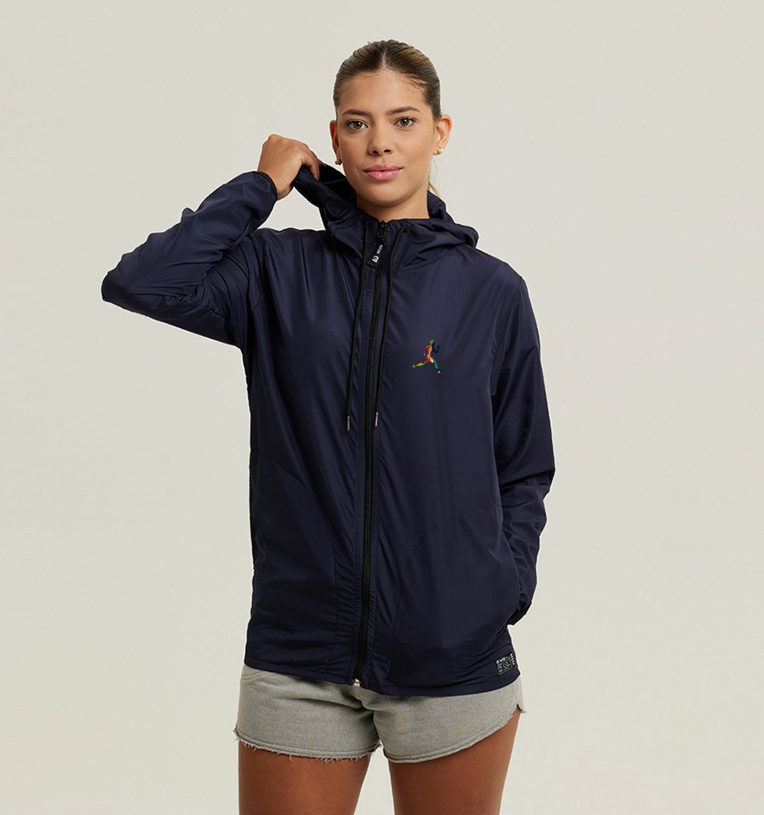 Jaqueta Corta Vento Feminino Azul Impermeável WSS Brasil Run Colors