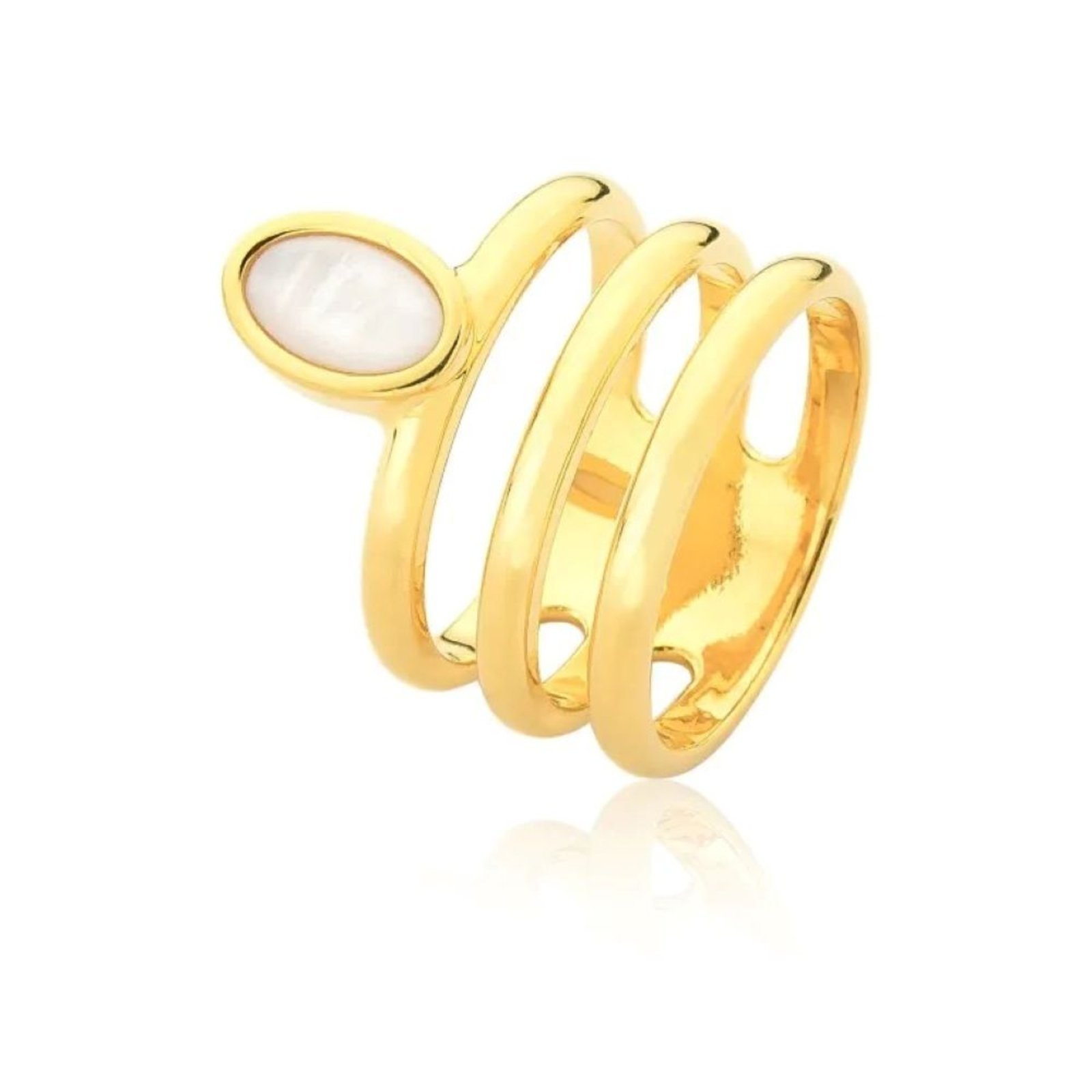 Infantil – Anel com Pedra Natural Madrepérola Semijoia Banhado a Ouro 18K Ania Store