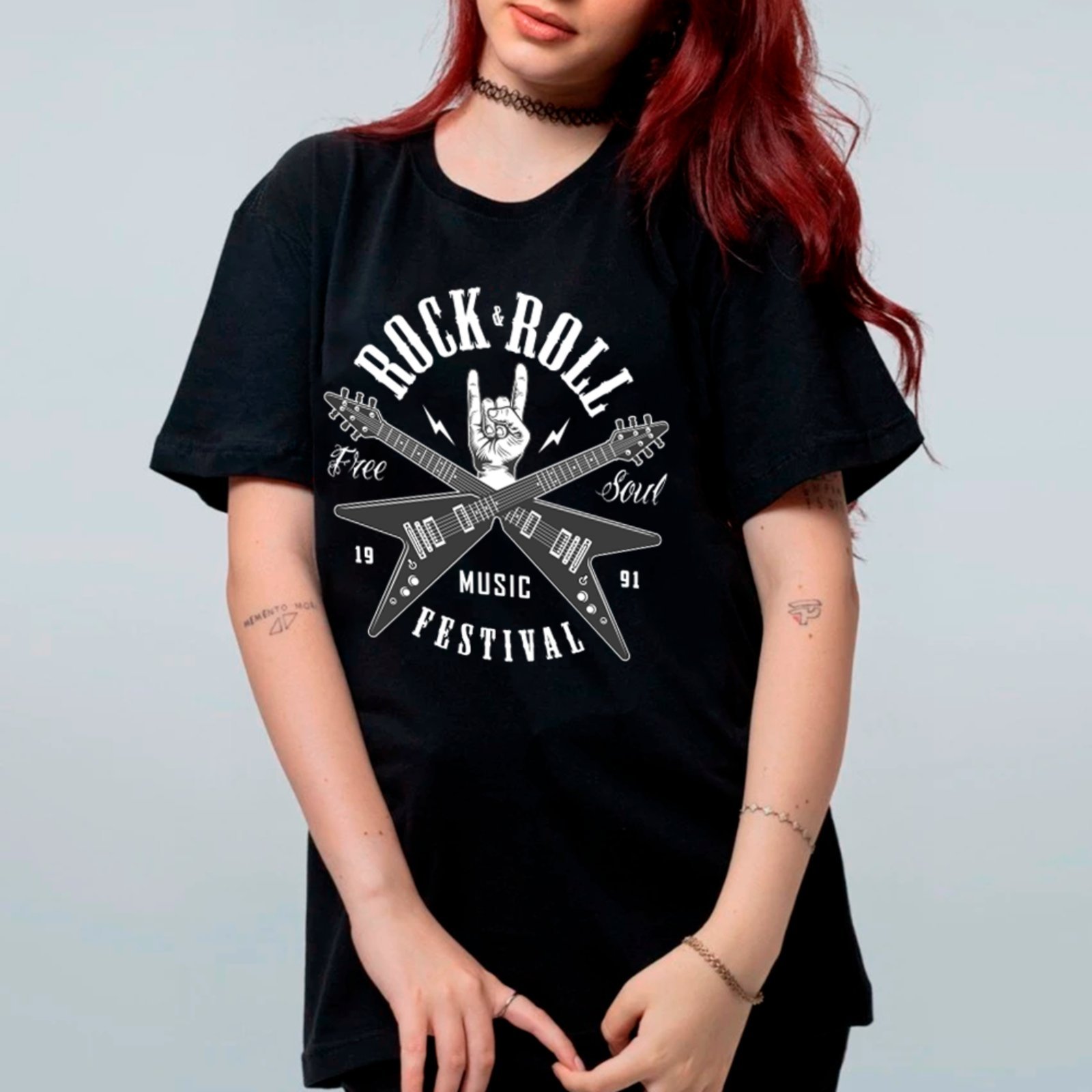 Camiseta Ousy Streetwear Rock Music Festival 1991 Oversized Unissex Preto