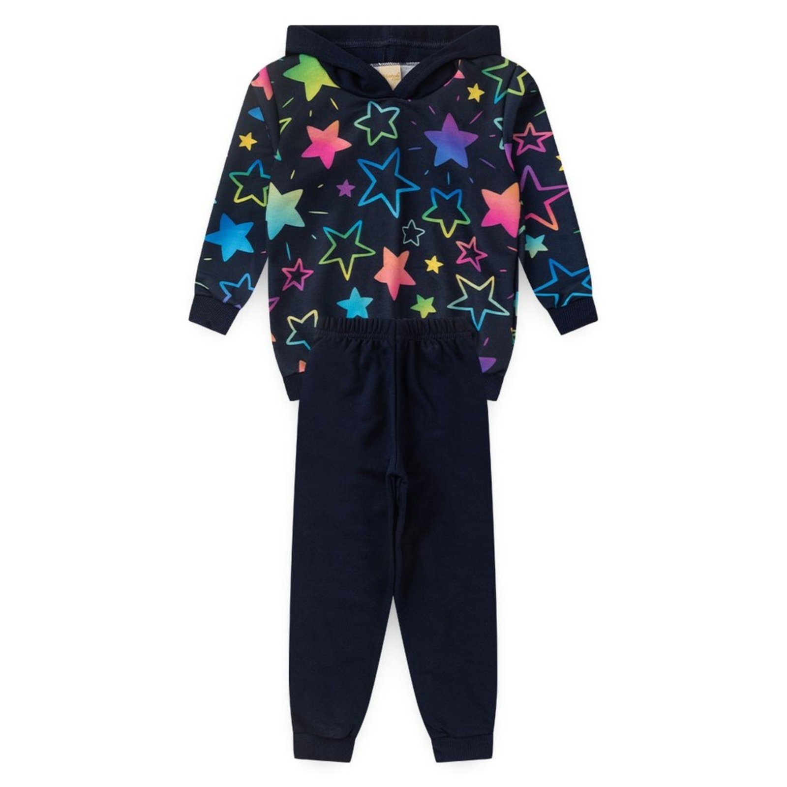 Infantil - Conjunto Blusão Com Capuz E Calça Em Moletom Estrelas