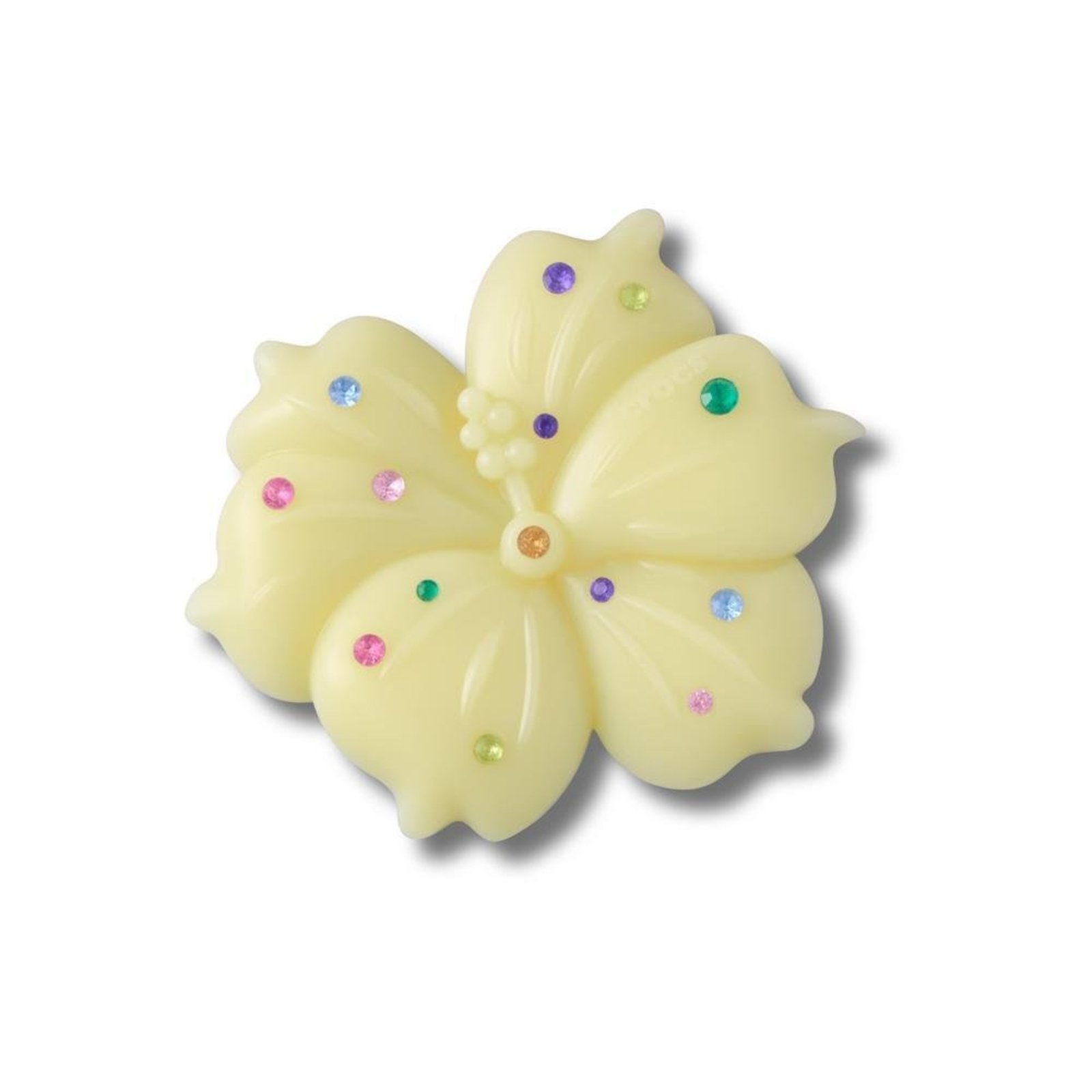Infantil - Jibbitz™ Mega Hibisco Amarelo Com Gemas Único Branco