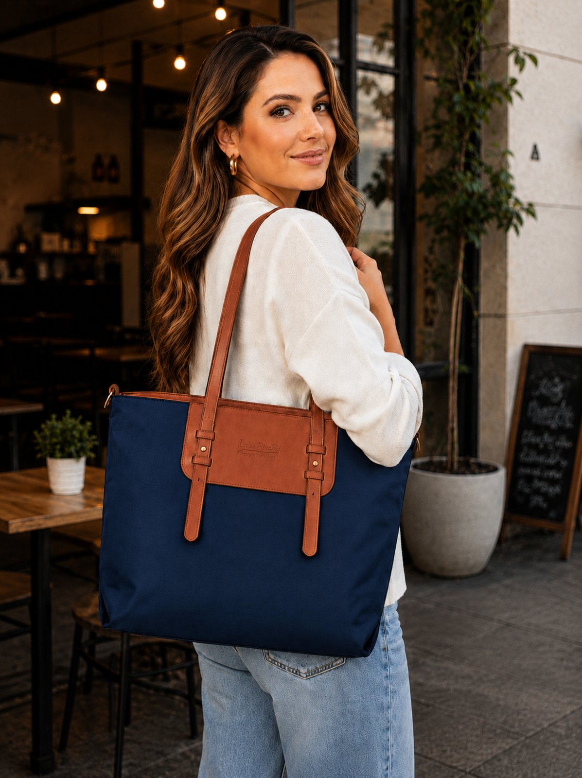 Bolsa Feminina de Ombro com Alça Transversal Tote Sacola Elegante Faculdade Bolsa Notebook