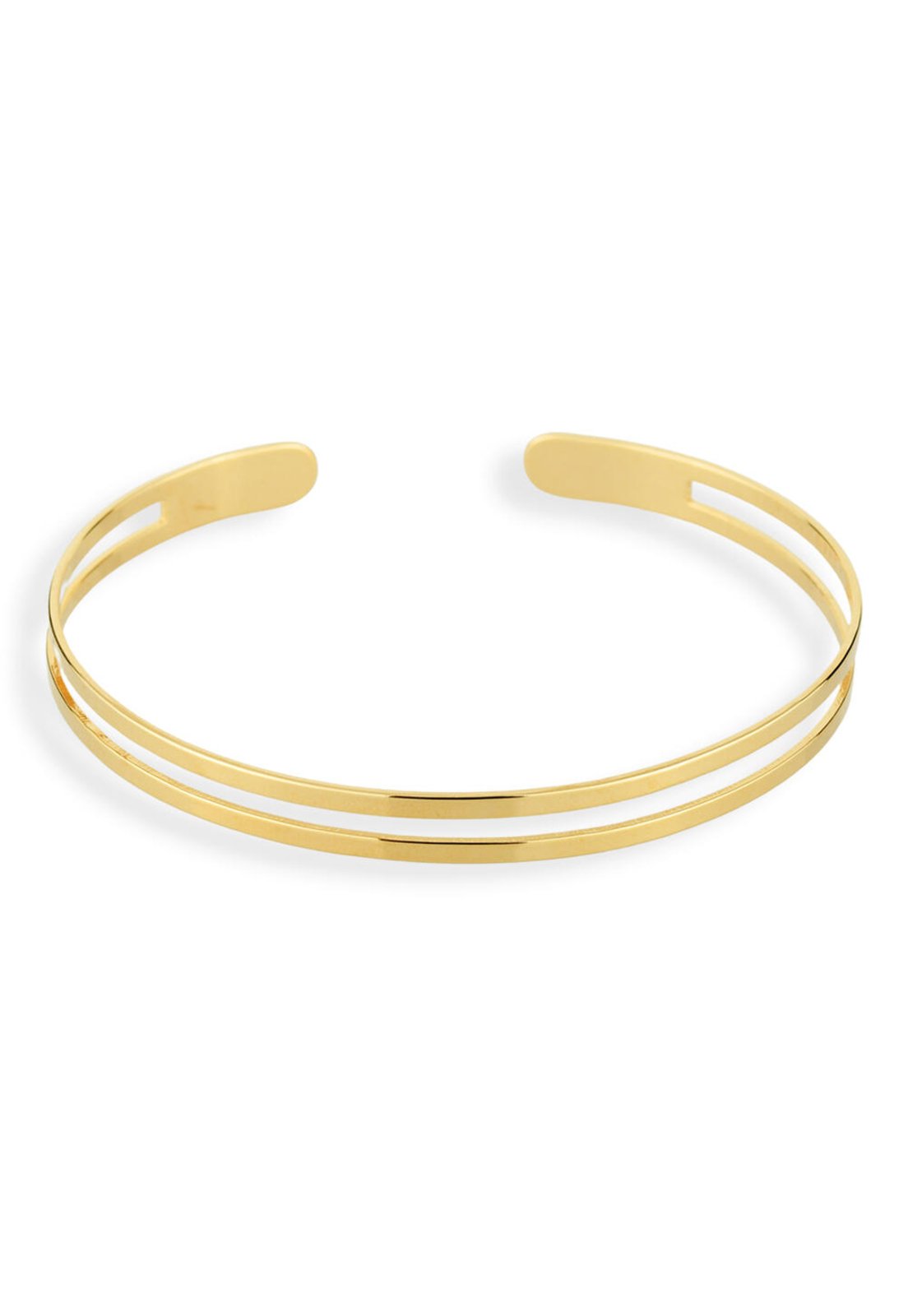Vista 2 Bracelete Semijoia Fio Duplo Liso Polido Banhado A Ouro 18K Brc STORE ORA SEMIJOIAS dourado