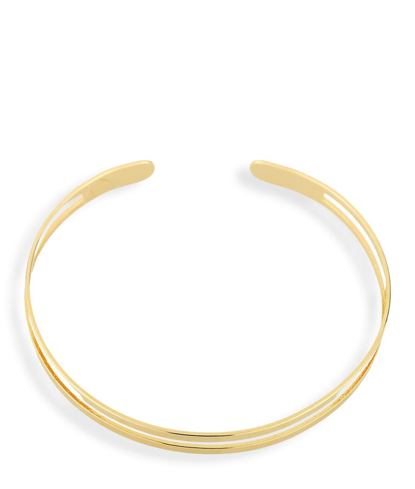 Vista 3 Bracelete Semijoia Fio Duplo Liso Polido Banhado A Ouro 18K Brc STORE ORA SEMIJOIAS dourado