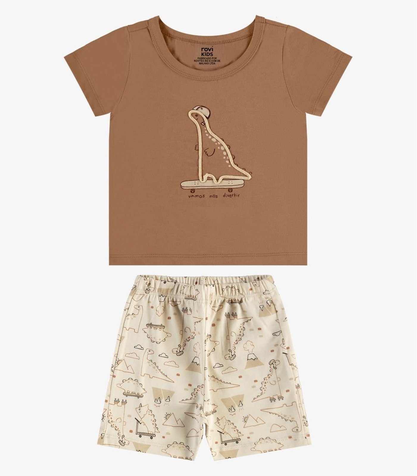 Infantil - Conjunto Camiseta Com Bermuda Rovi Marrom