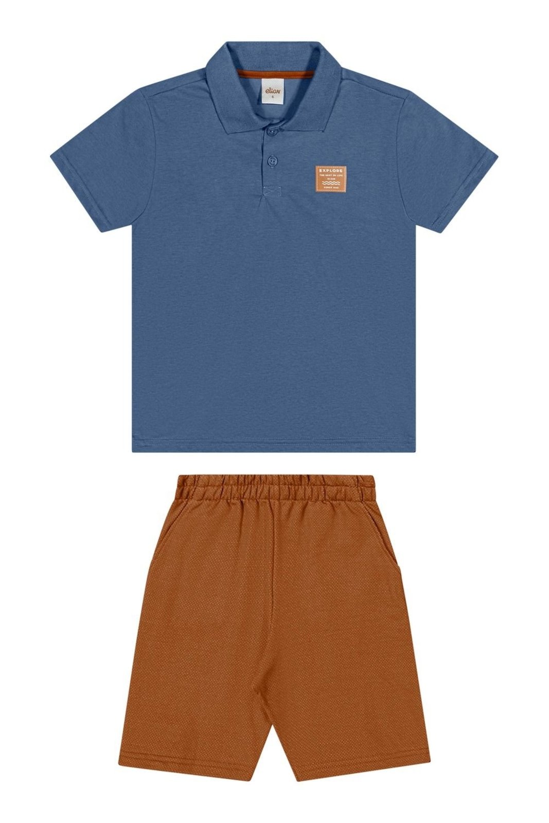 Vista 2 Infantil - Conjunto Menino Polo Manga Curta Elian azul Elian azul