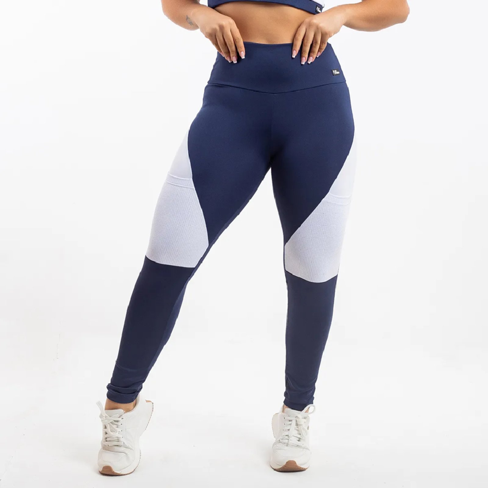 Calça Feminina Legging Zero Transparencia com Bolso e Cós Alto Duplo Academia Fitness – Viére Azul Marinho