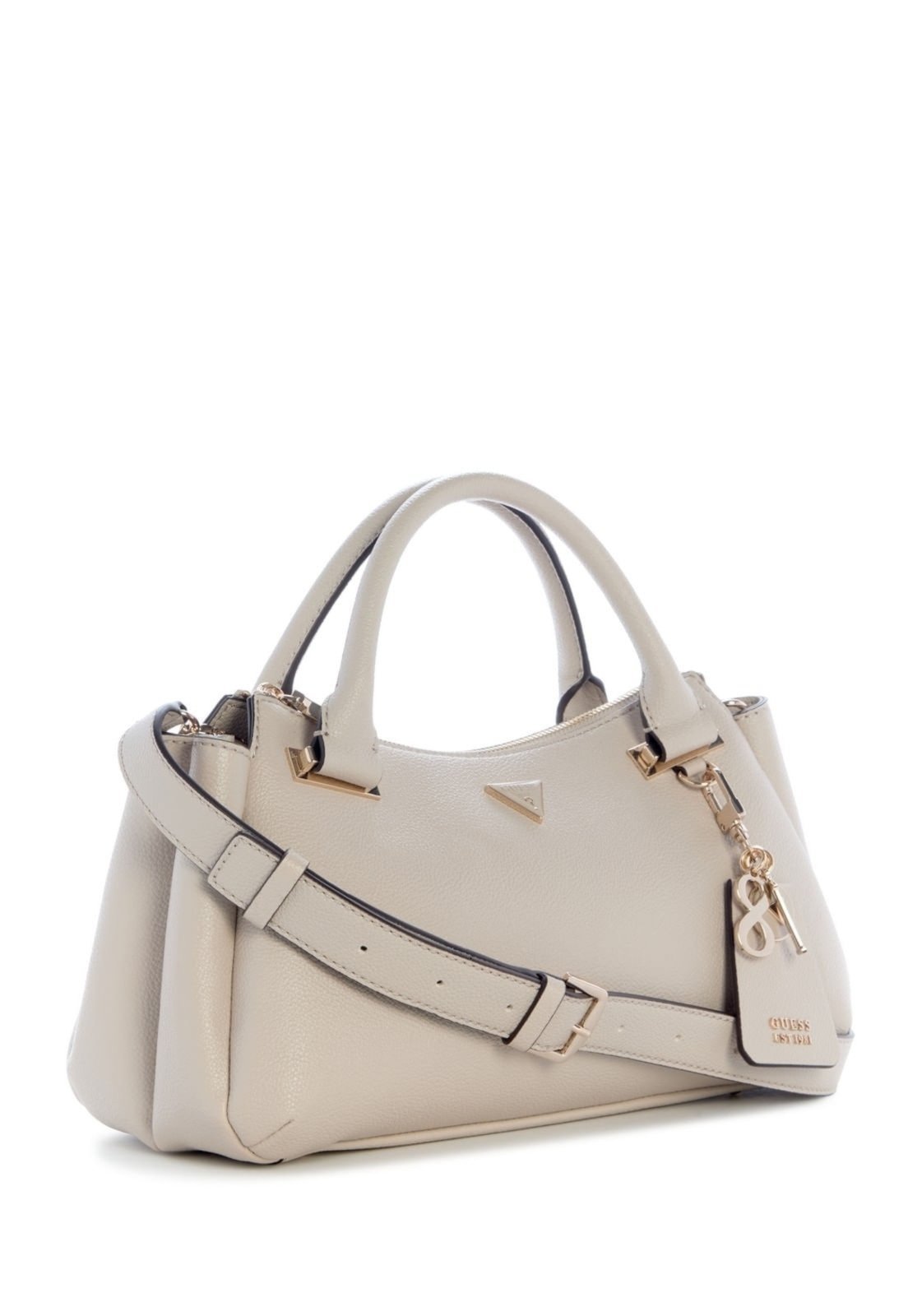 Vista 3 Bolsa Guees Evie Triple Comp Satchel Bege Guess amarelo Guess amarelo