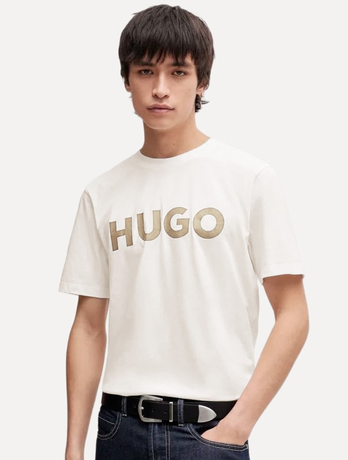 Camiseta Hugo Boss Masculina Regular Dulivio 105 Off White