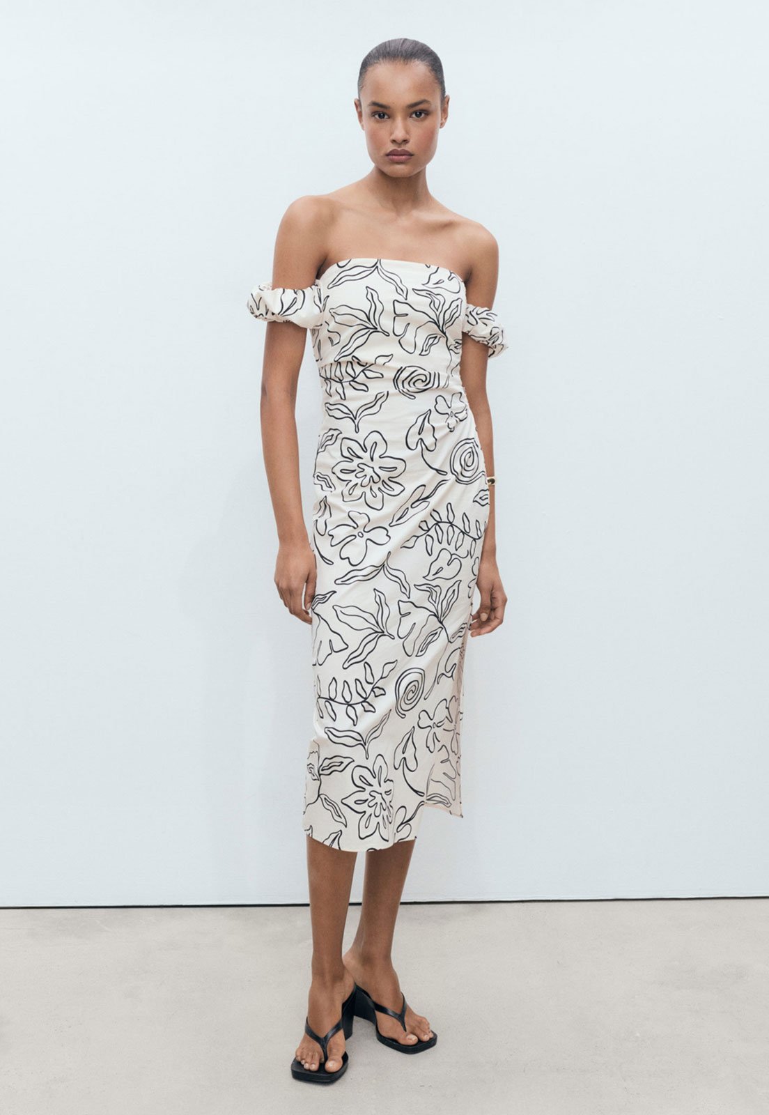 Vestido Mango Midi Ariel Off-White
