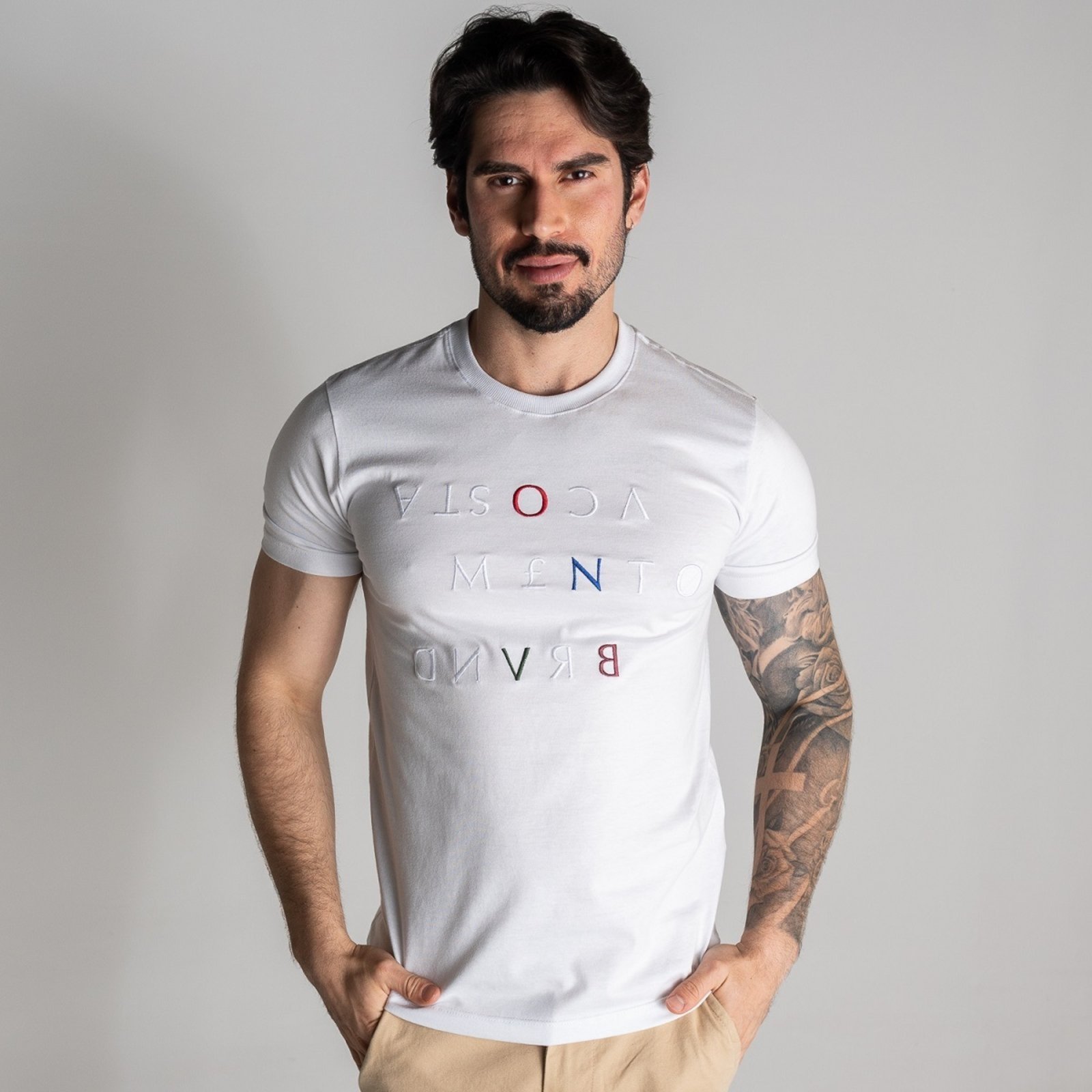 Camiseta Acostamento Espelhada Branca