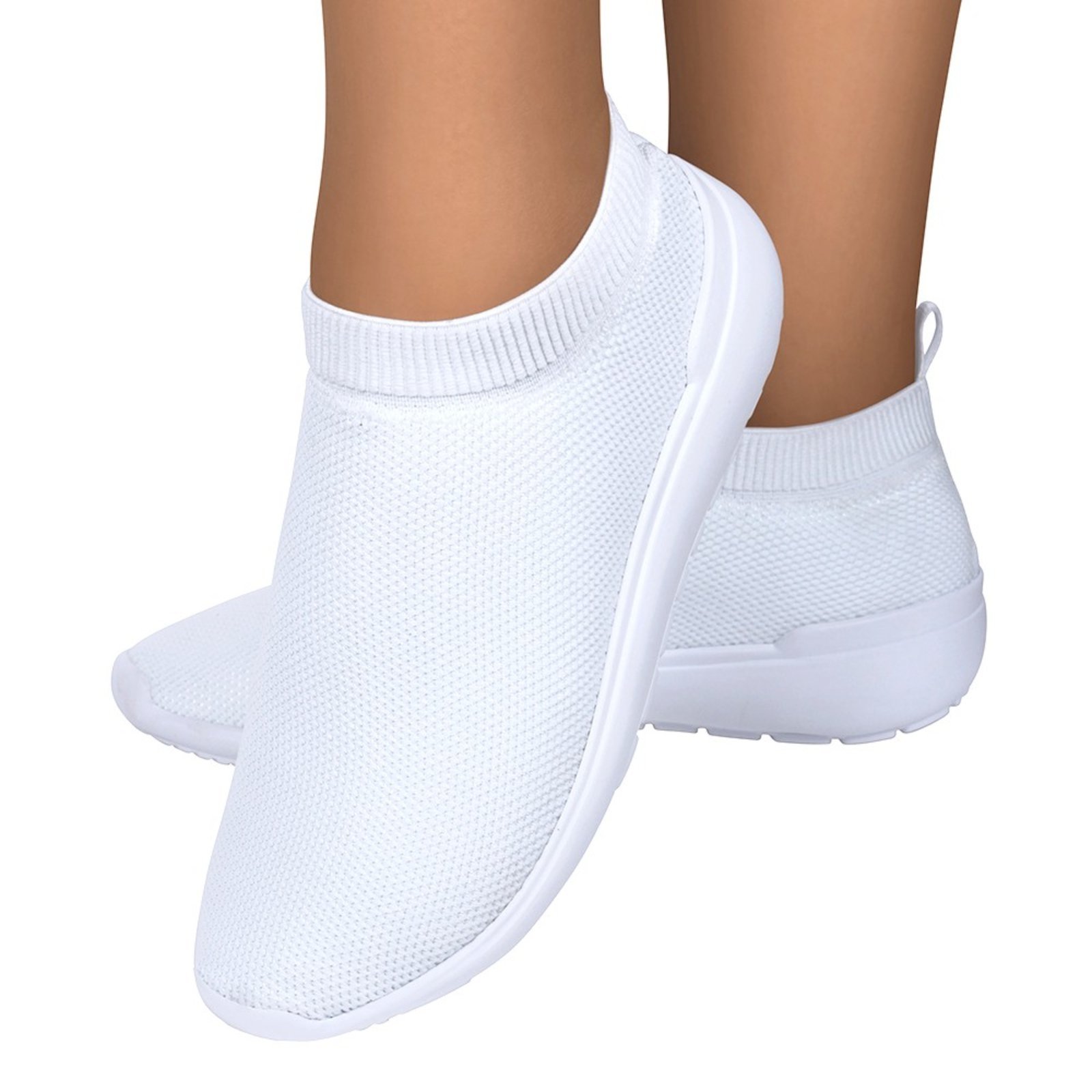 Tênis Academia Meia Feminino Leve Macio e Confortável Branco