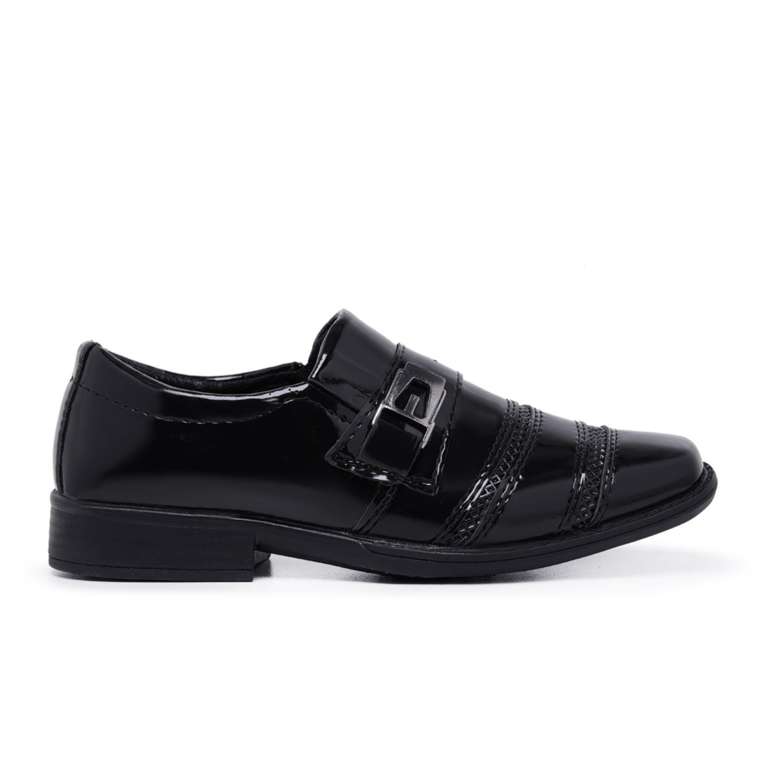 Infantil – Sapato Social Menino Verniz Casamento Festa Formal Sem Cadarço Schiareli 443 Preto