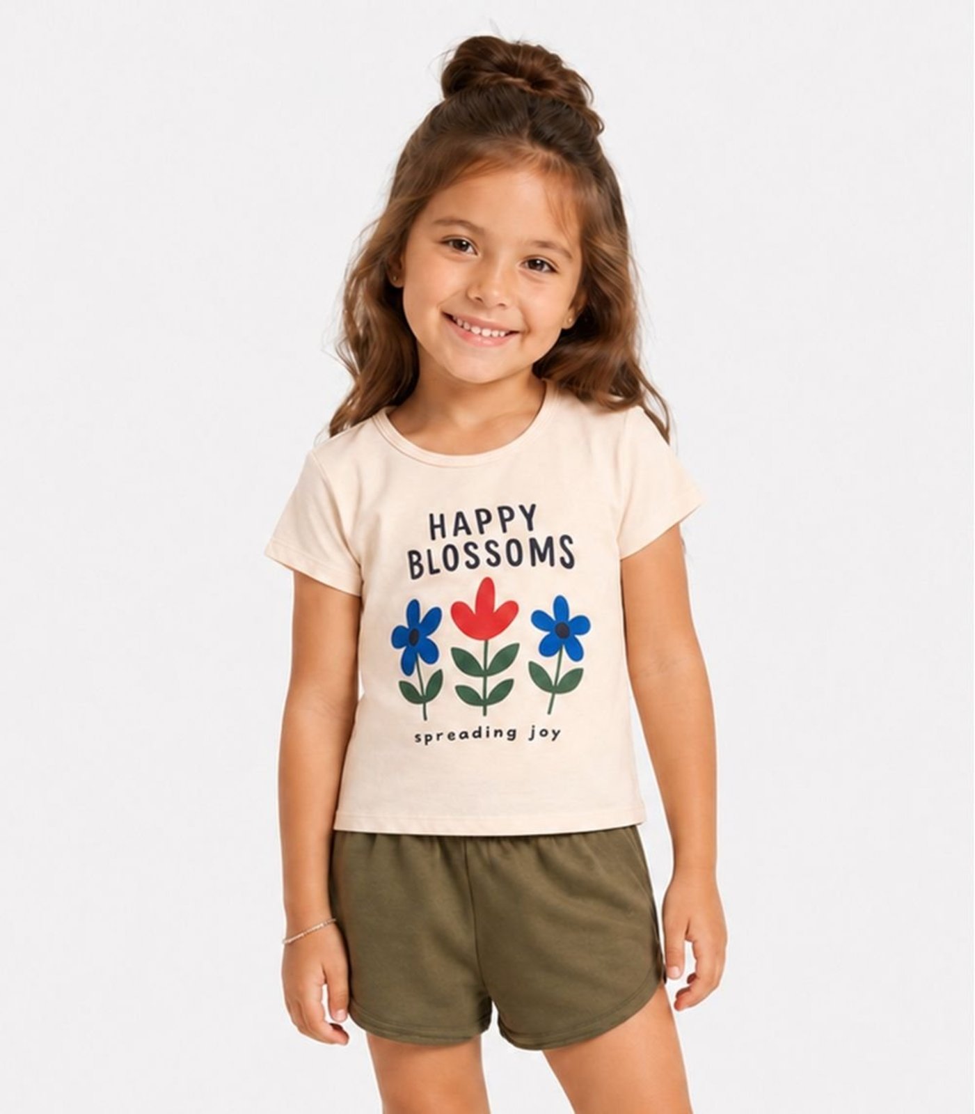 Infantil - Conjunto Menina Blusa Estampada e Short Select Verde