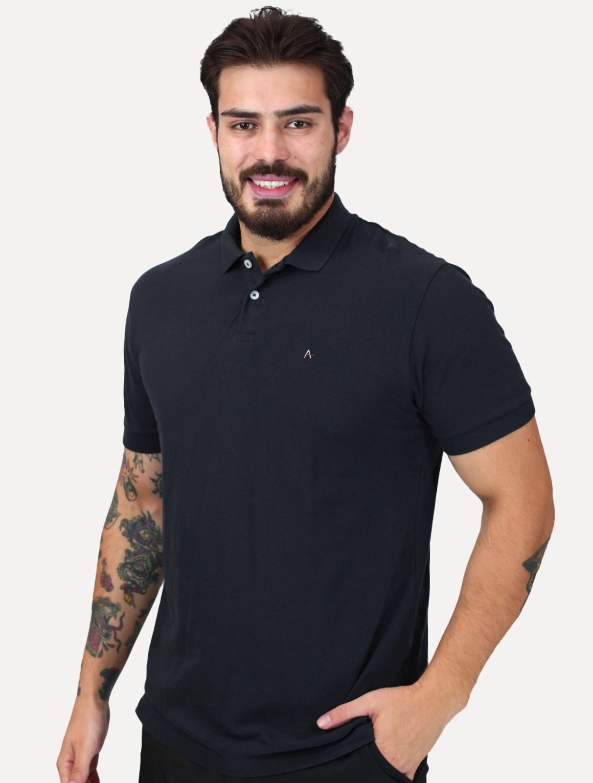 Polo Aramis Masculina Regular Basic Piquet Surton Logo Azul Marinho