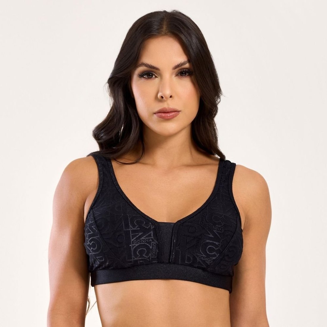 Top j Winner Dnnc Basics Preto Texturizado Com Bojo Donna Carioca