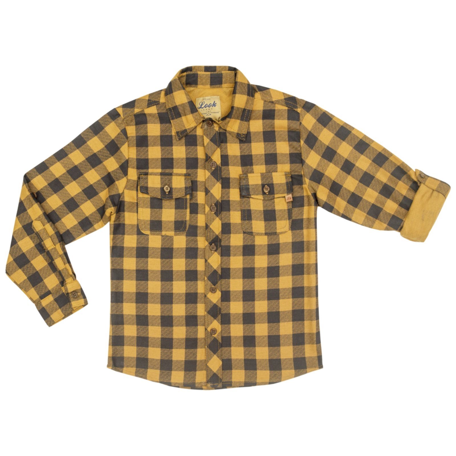 Infantil – Camisa Juvenil Look Jeans Manga Longa Mostarda