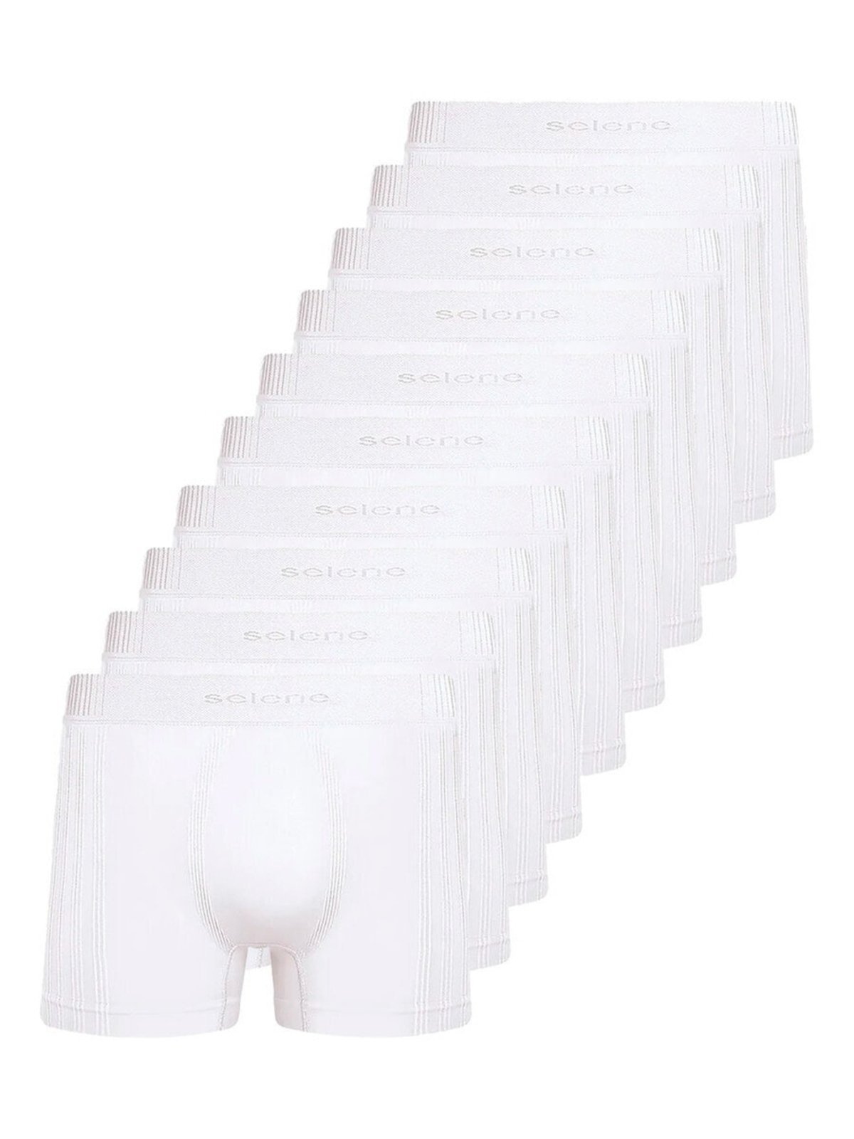 Kit com 10 Cuecas Boxer Selene 11070-002/003/440 Branco