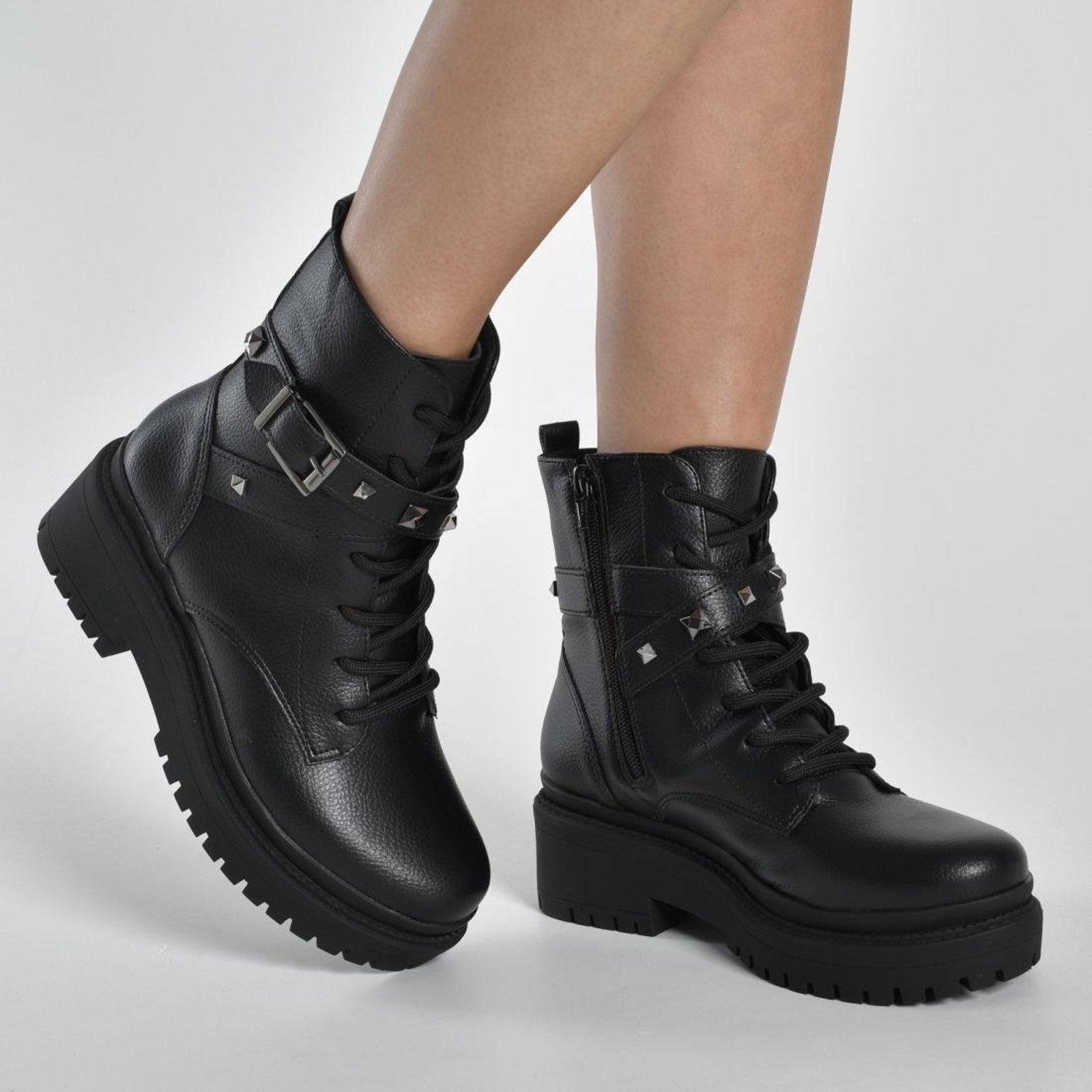 Bota Via Marte Feminina Coturno Conforto Preto