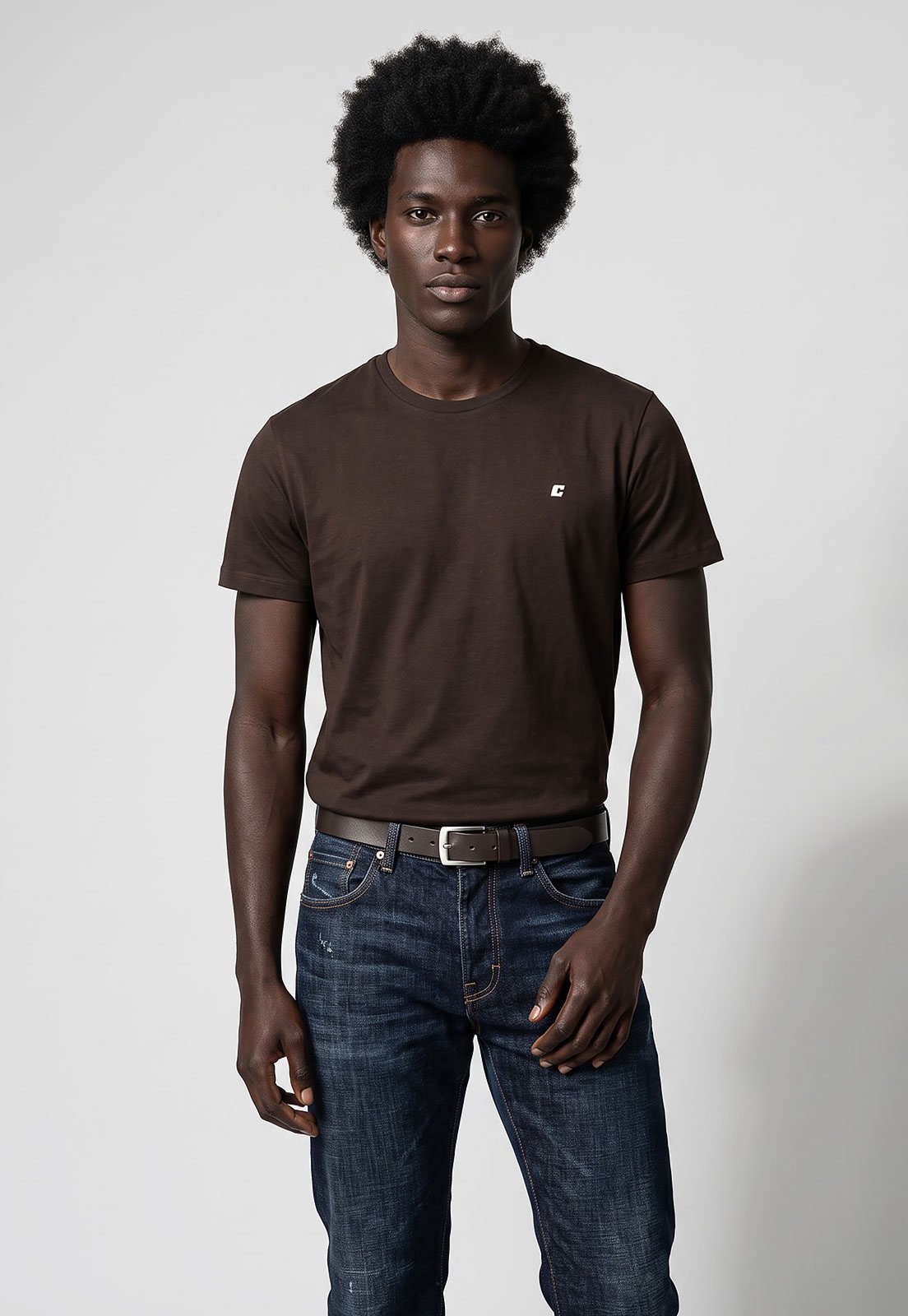 Camiseta Masculina Colcci Logo Marrom