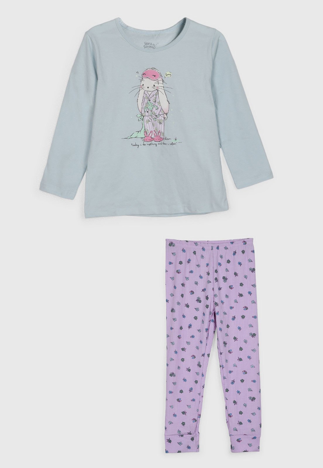 Pijama Elian Coelho Floral Azul