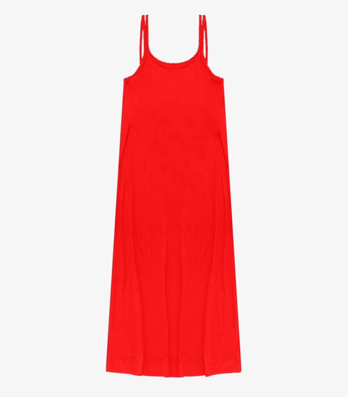 Vestido Midi de Alça em Visco Maquinetada Endless Laranja