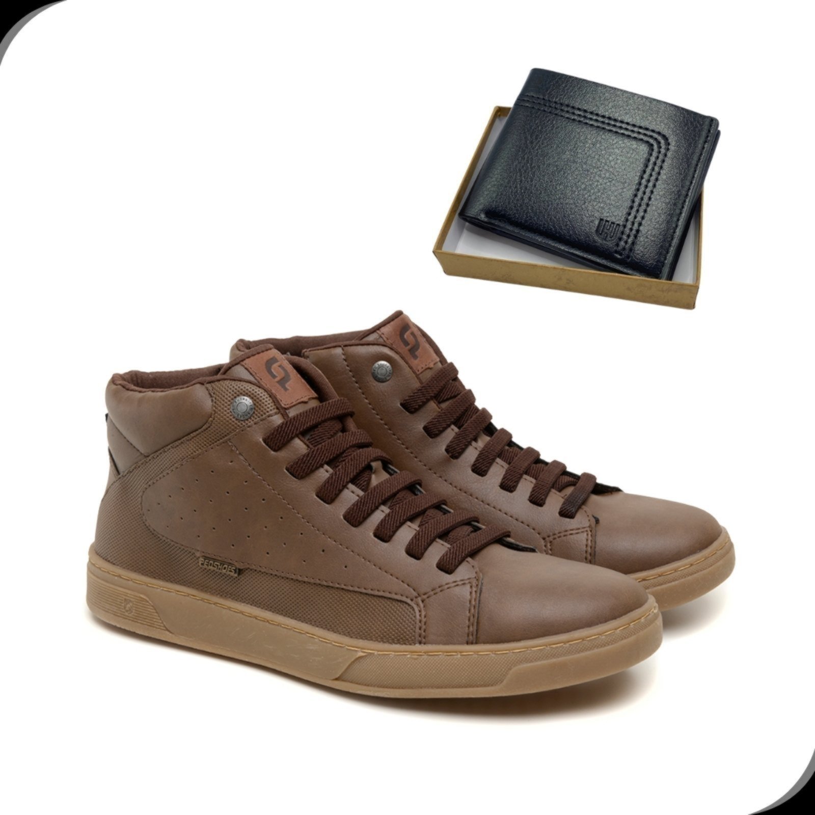 Sapatenis Masculino Cano Alto Casual Sintético Premium Rovetto com Carteira