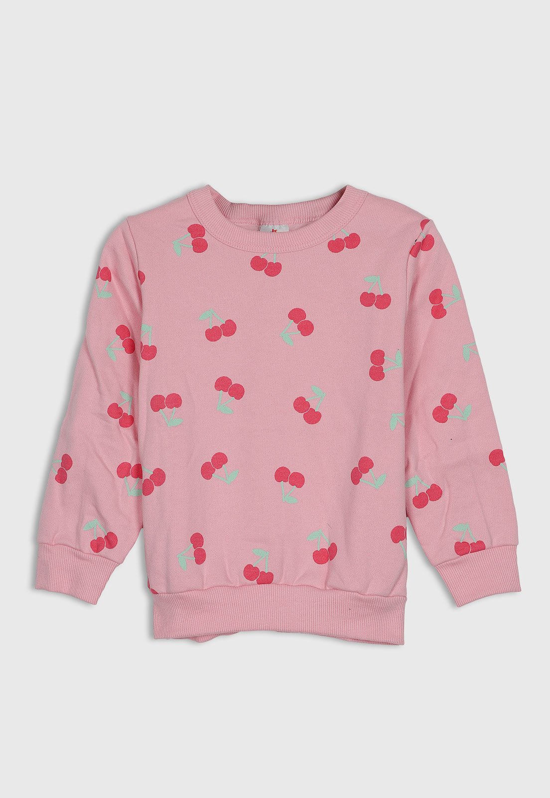 Infantil - Blusa de Moletom Brandili Estampa Cerejas Rosa