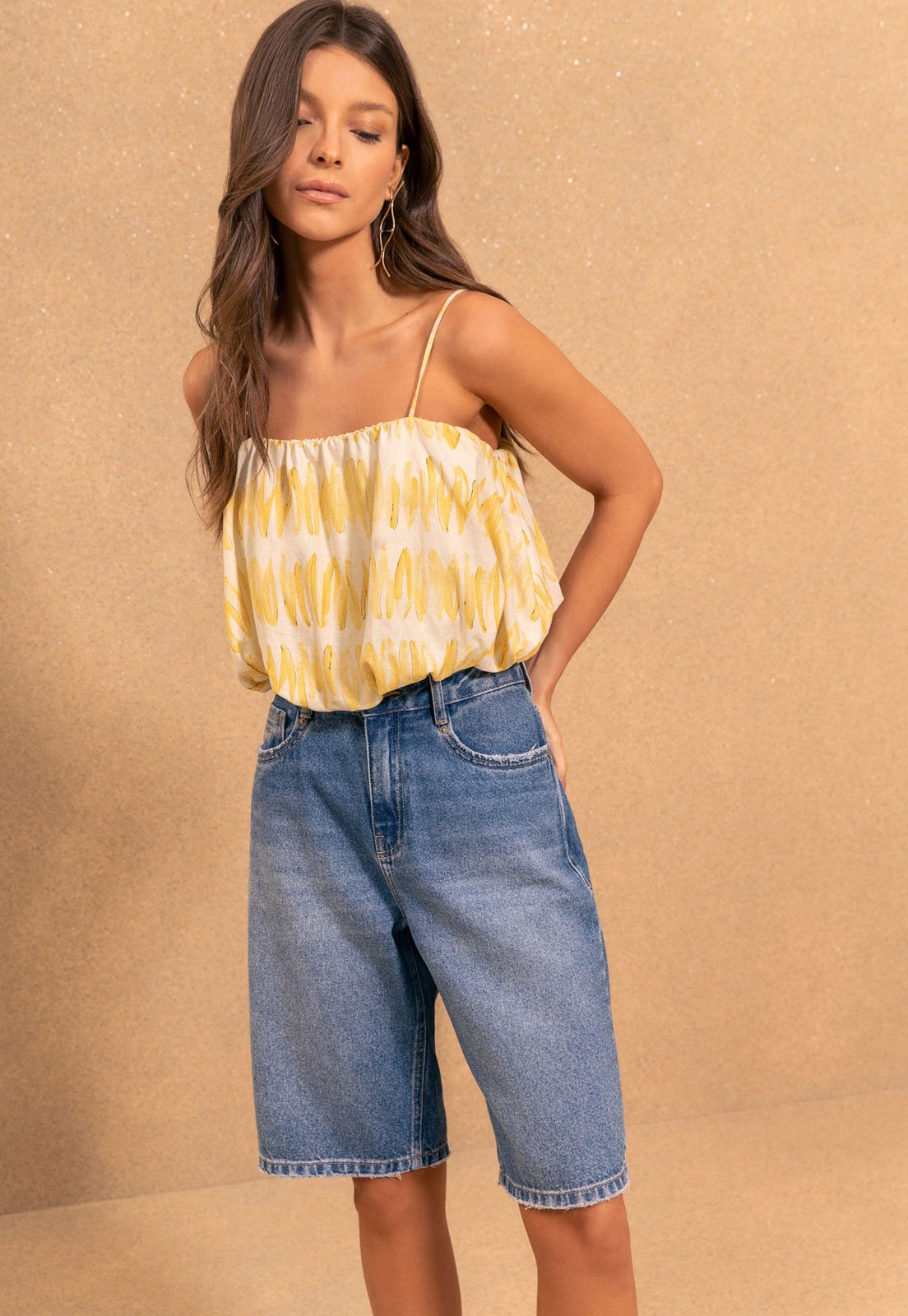Bermuda Feminina Lez a Lez Jeans Cintura Média Azul Claro