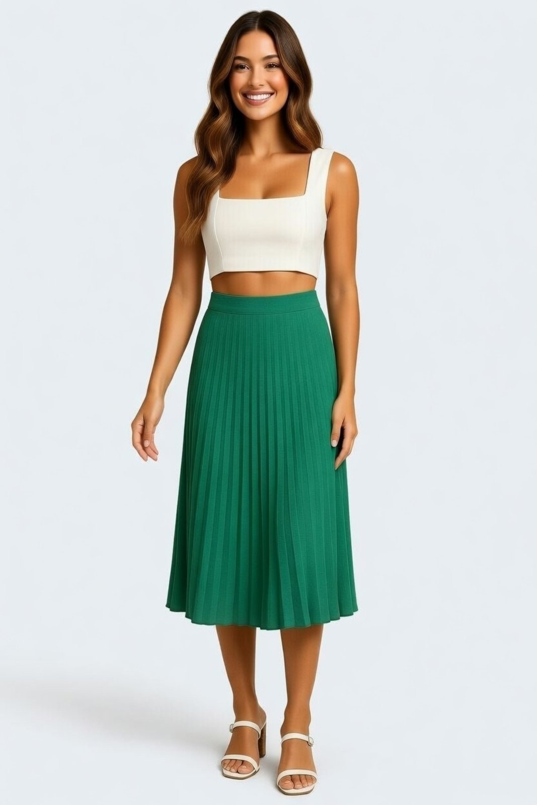 Saia Midi D Bell Outlet Fashion Plissada Verde