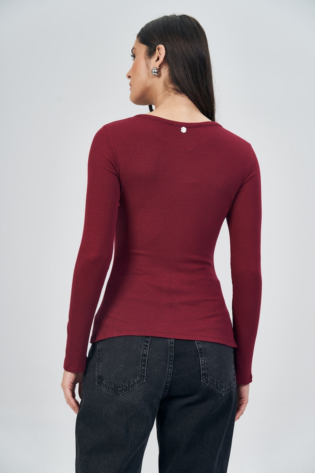 Vista 3 Blusa Manga Longa Feminina Acostamento ACT FEMININO vinho ACT FEMININO vinho