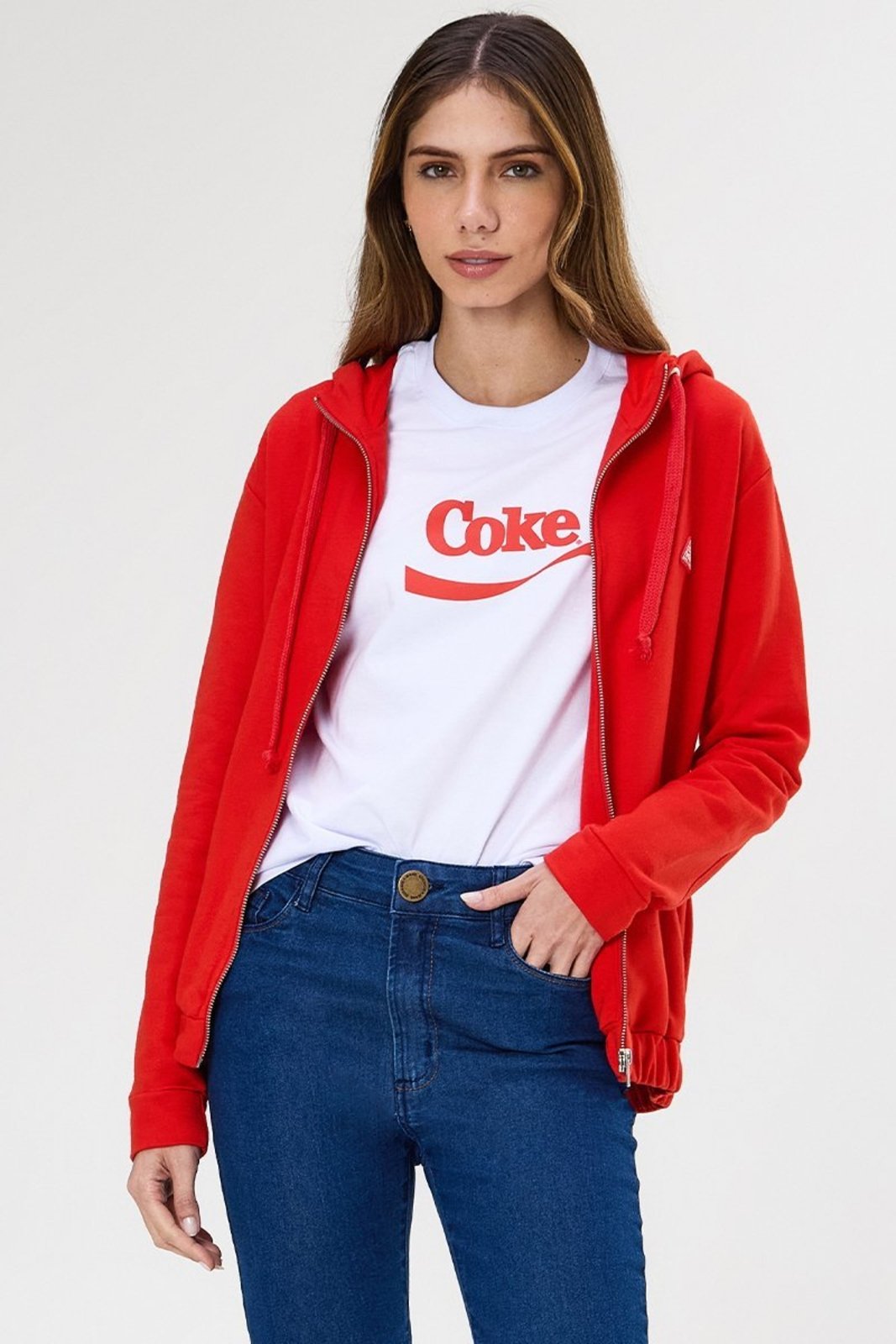 Moletom de Zíper com Capuz Coca-Cola