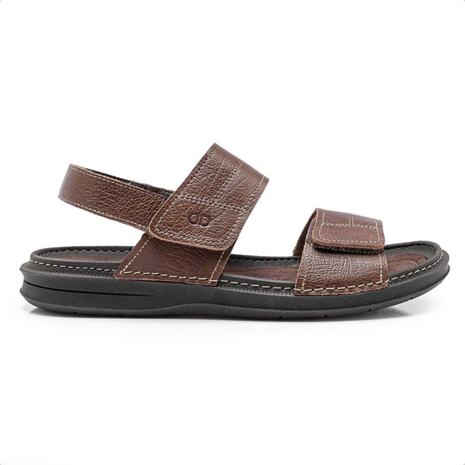 Sandália de Couro Democrata Masculina Easy Lazy 693104 Marrom