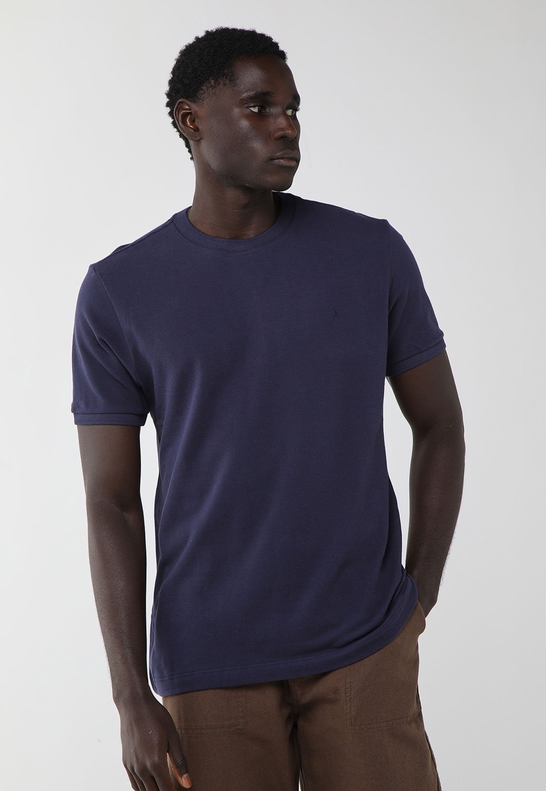 Camiseta Masculina Aramis Logo Bordado Azul Marinho