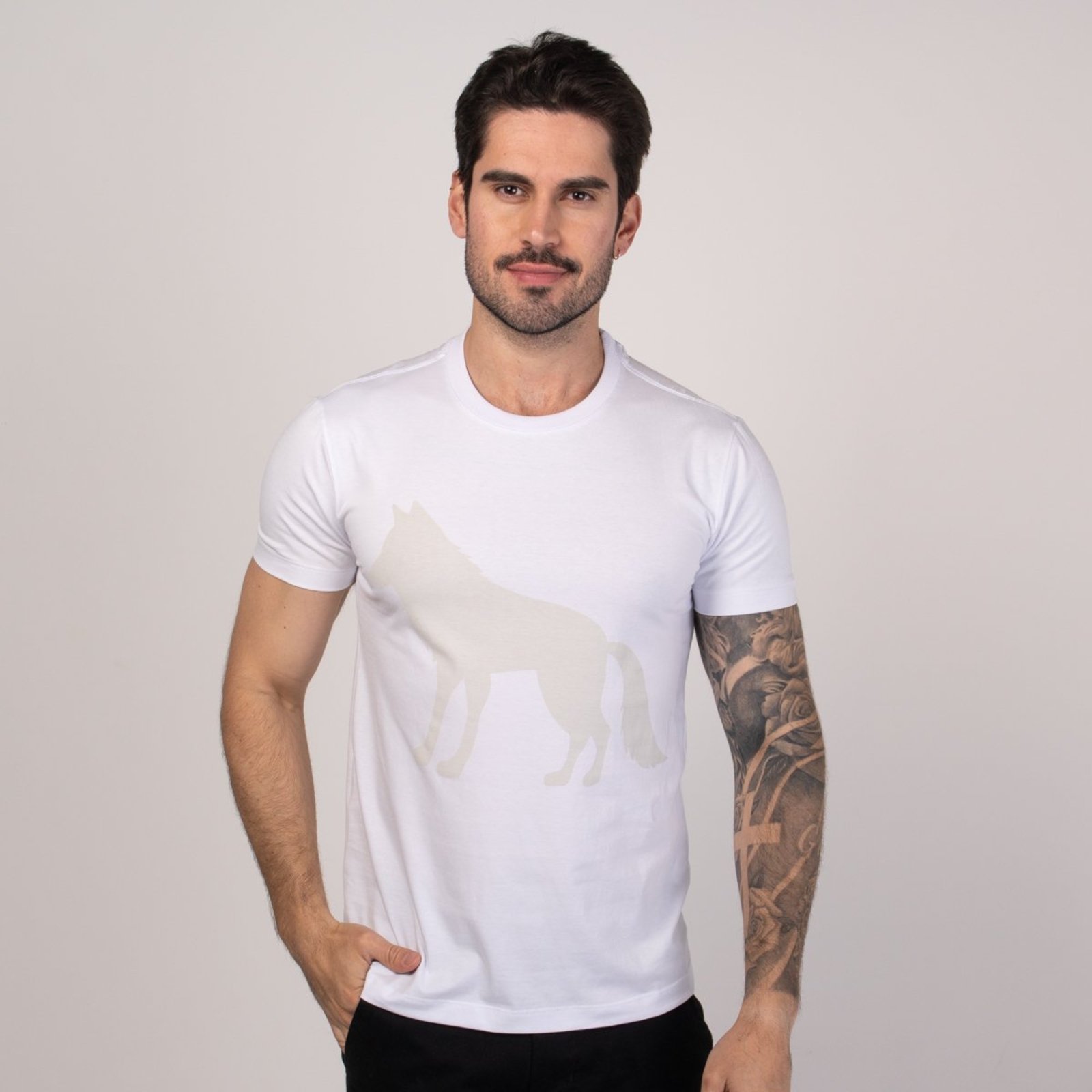 Camiseta Acostamento Branca Lobo Bege