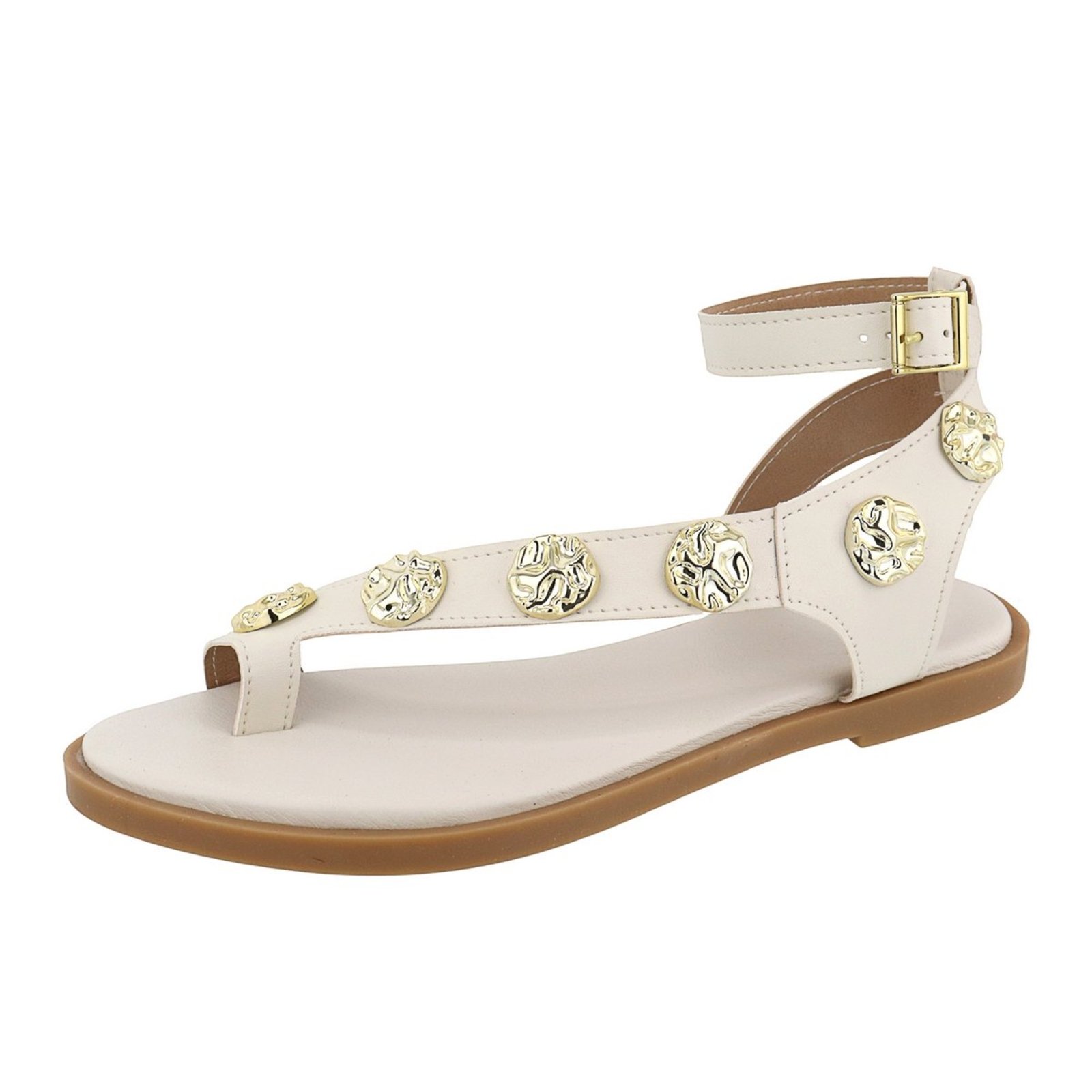 Rasteira Sandália Feminina Metais Delicada Lançamento Off White Tellini Store
