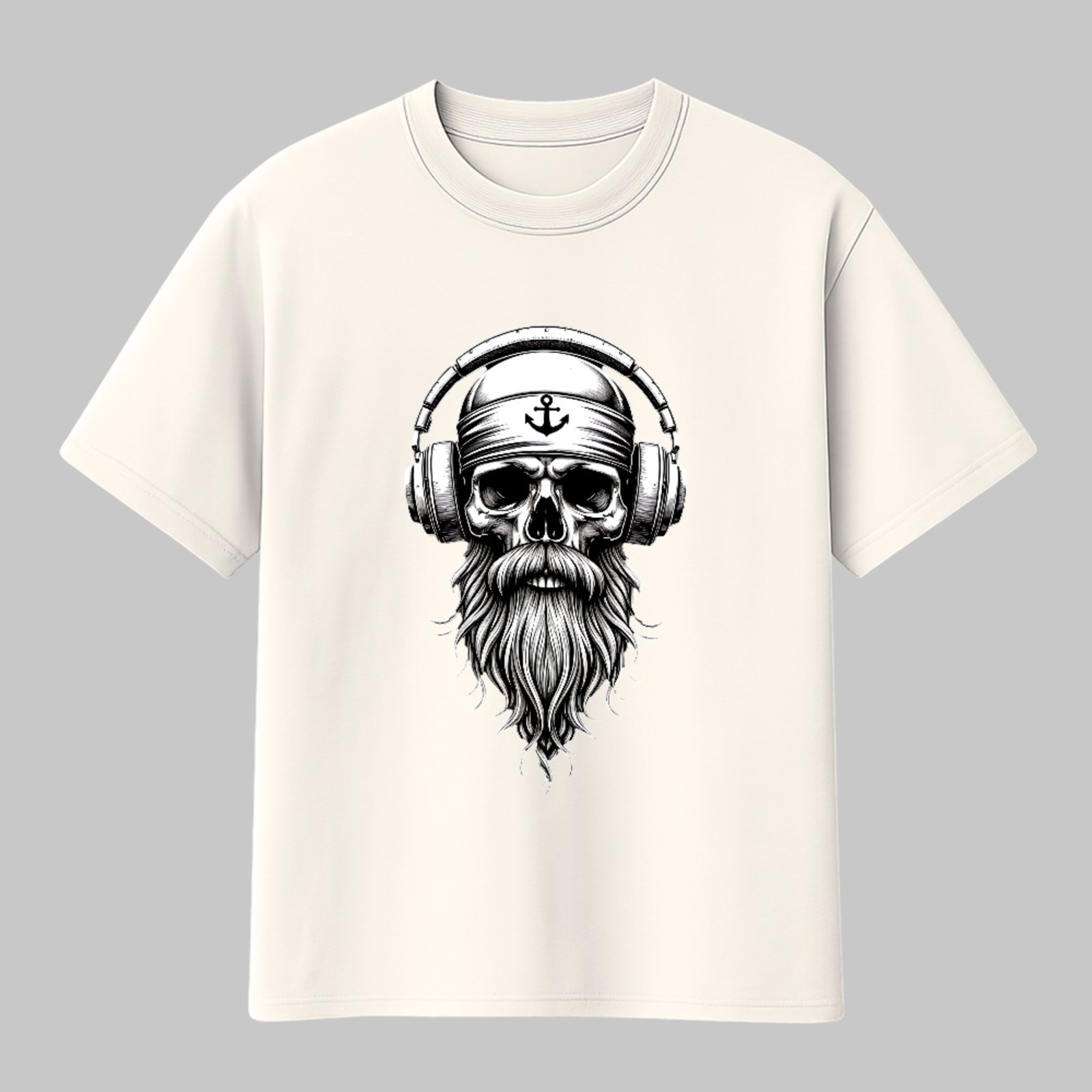 Camiseta Básica Skull Marinho Street Style Unissex Off White
