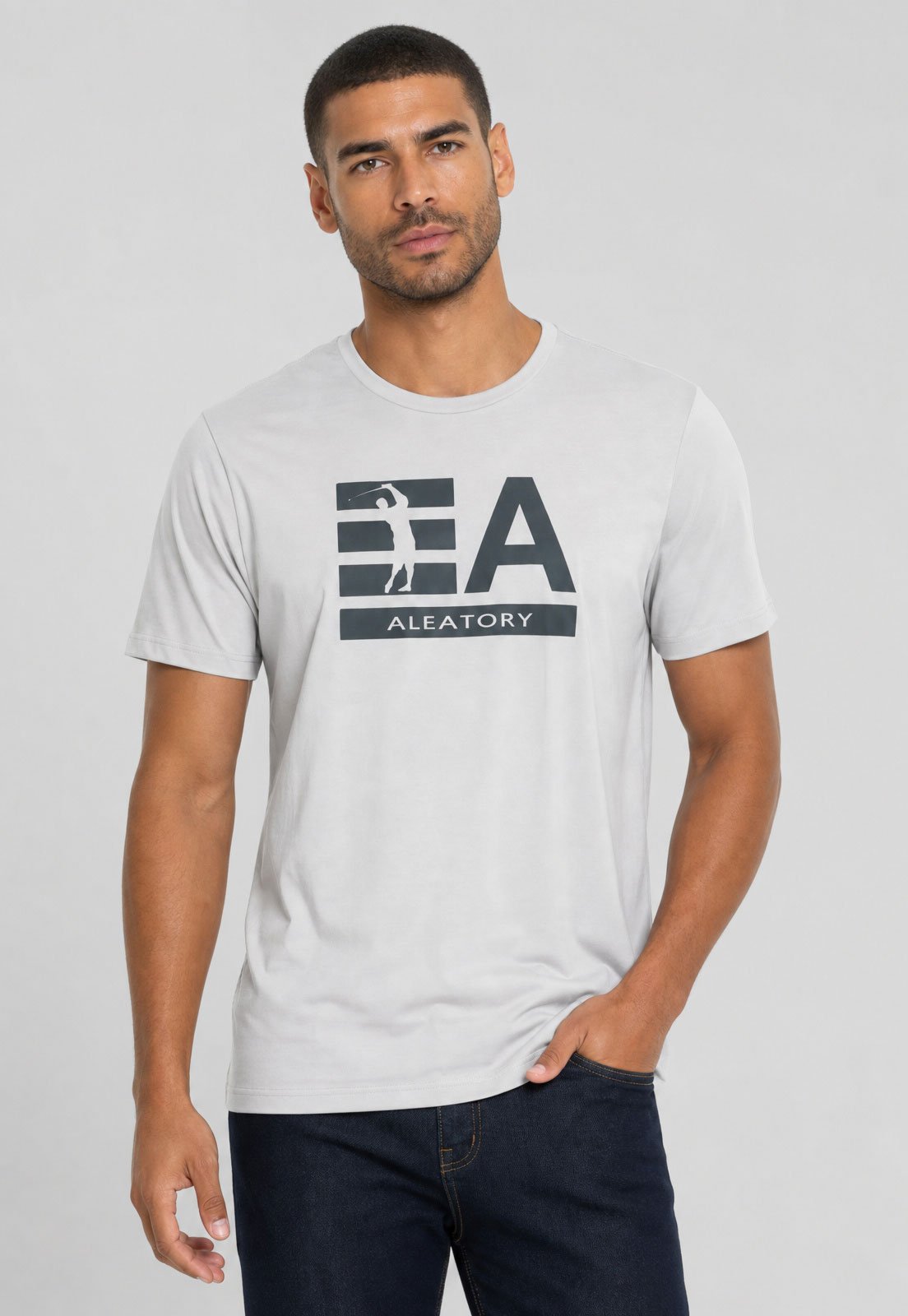 Camiseta Masculina Aleatory Logo Cinza
