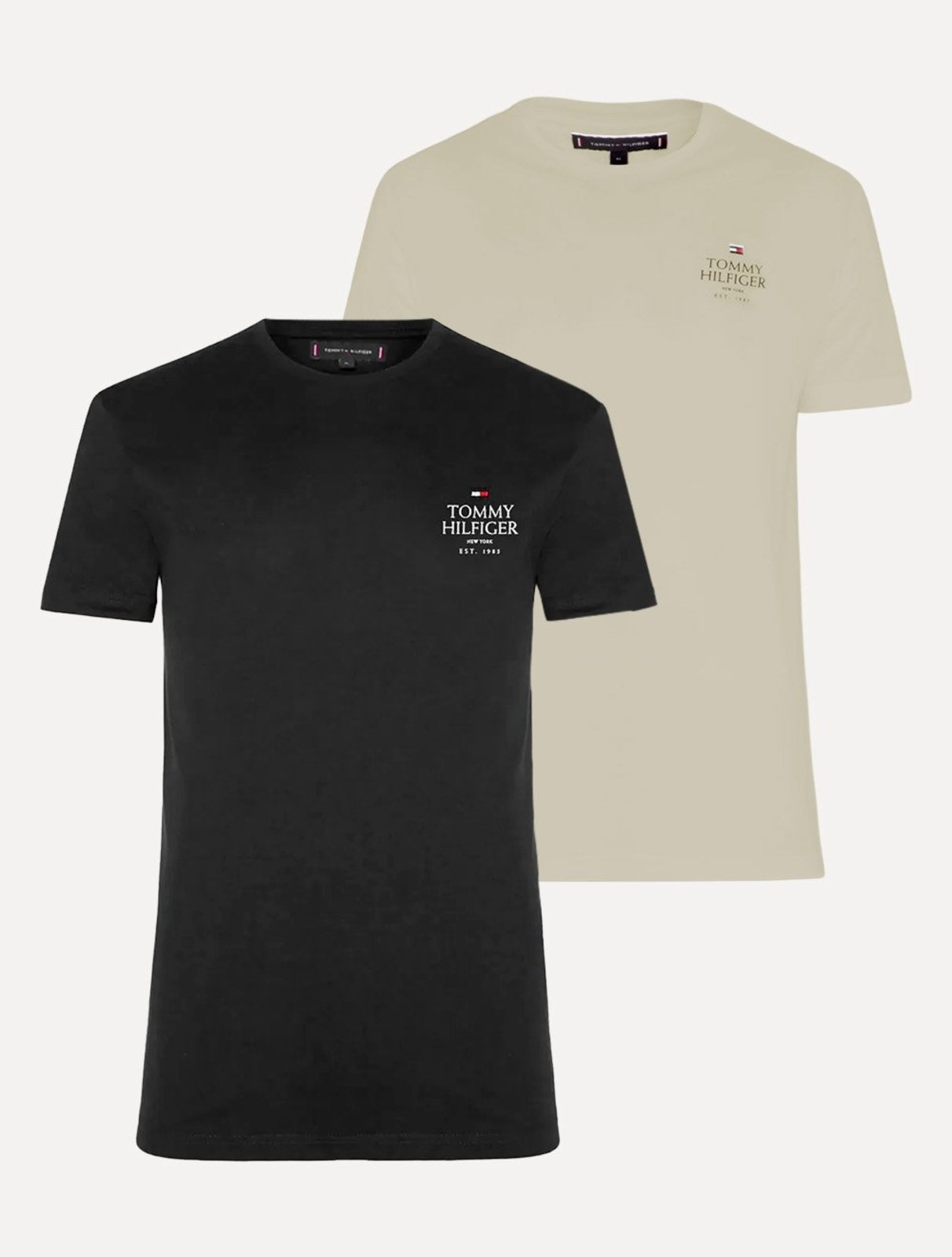 Kit Camisetas Tommy Hilfiger | Masculina Stack Brand Love Preta/Cáqui