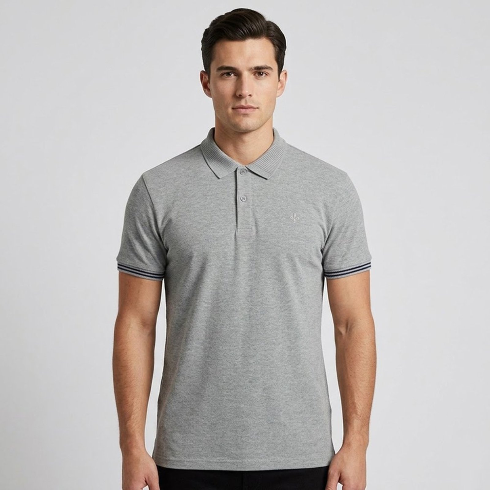 Camisa Polo Dudalina Gola Jacquard In26 Cinza Masculino
