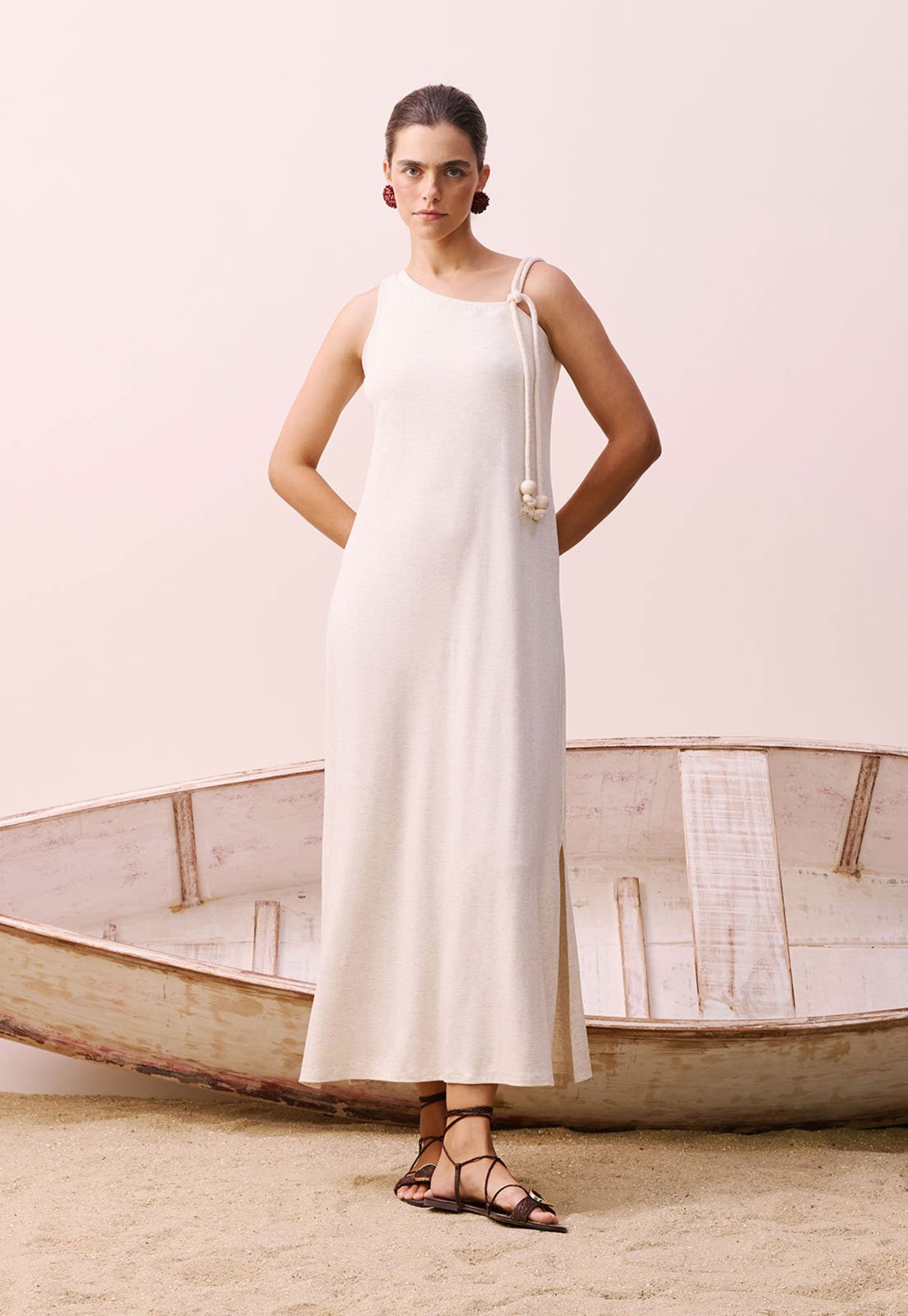 Vestido CaCay Longo Alça Corda Off-White