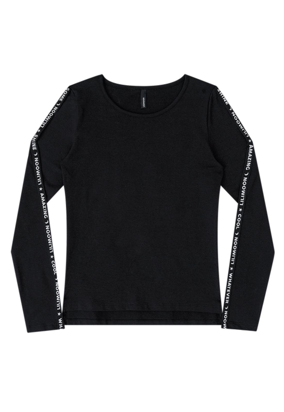 Vista 2 Infantil - Blusa ML Cotton Estampa Traseira Lilimoon preto Lilimoon preto
