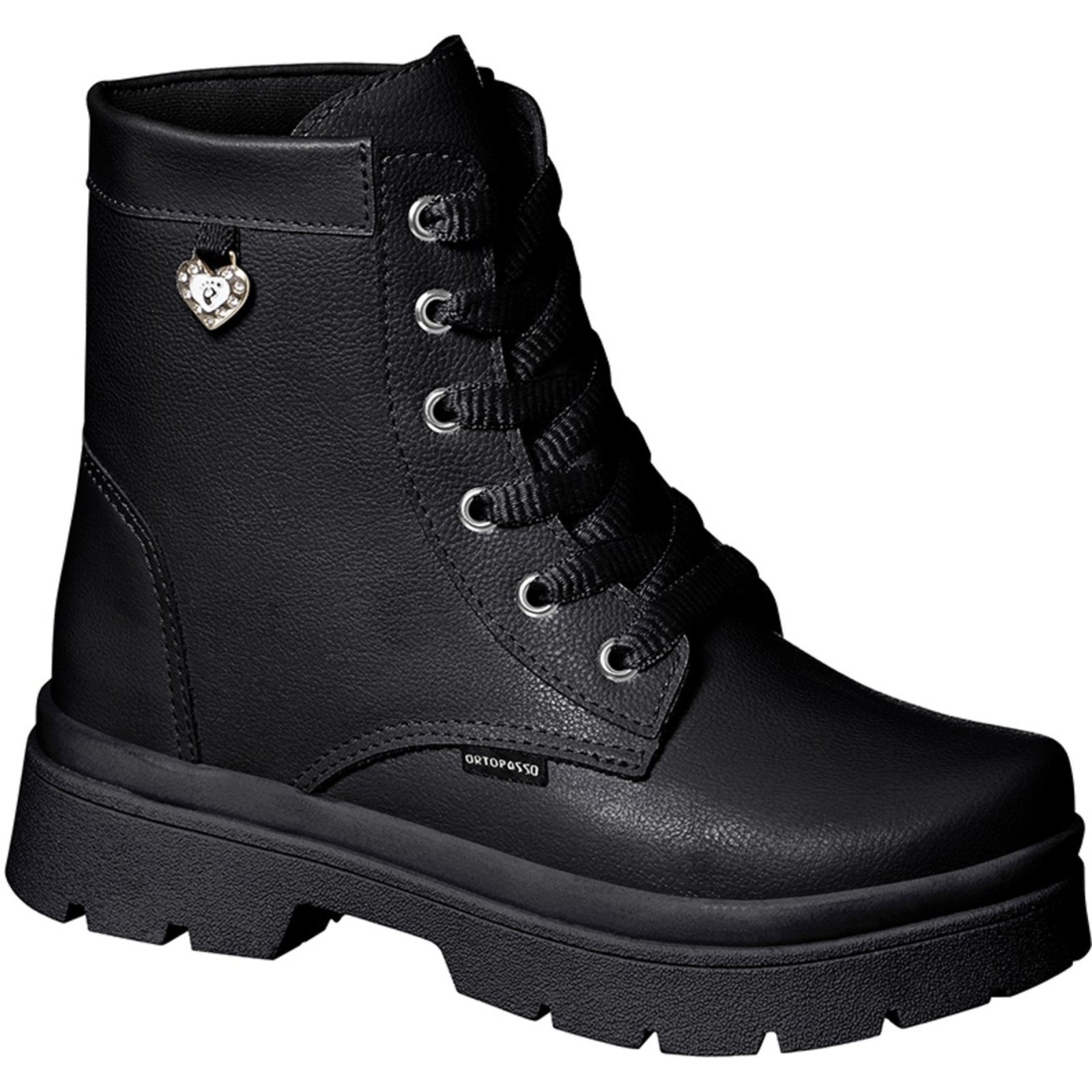Infantil – Bota Botina Coturno Menina Feminino Juvenil Leve Macia Coração