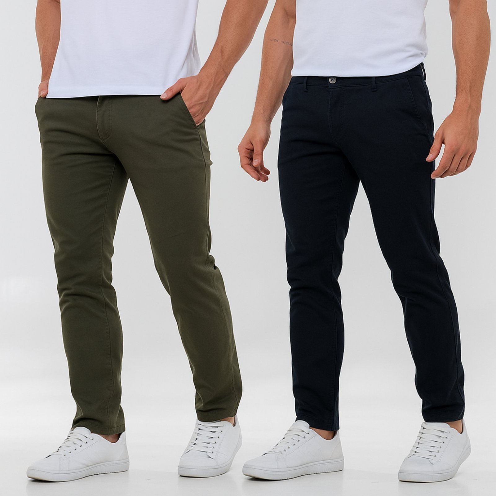 KIT 2 Calças Sarja ER ESTILO RENOVADO Casual e Confortavel Ideal Dia a Dia Verde e Preta