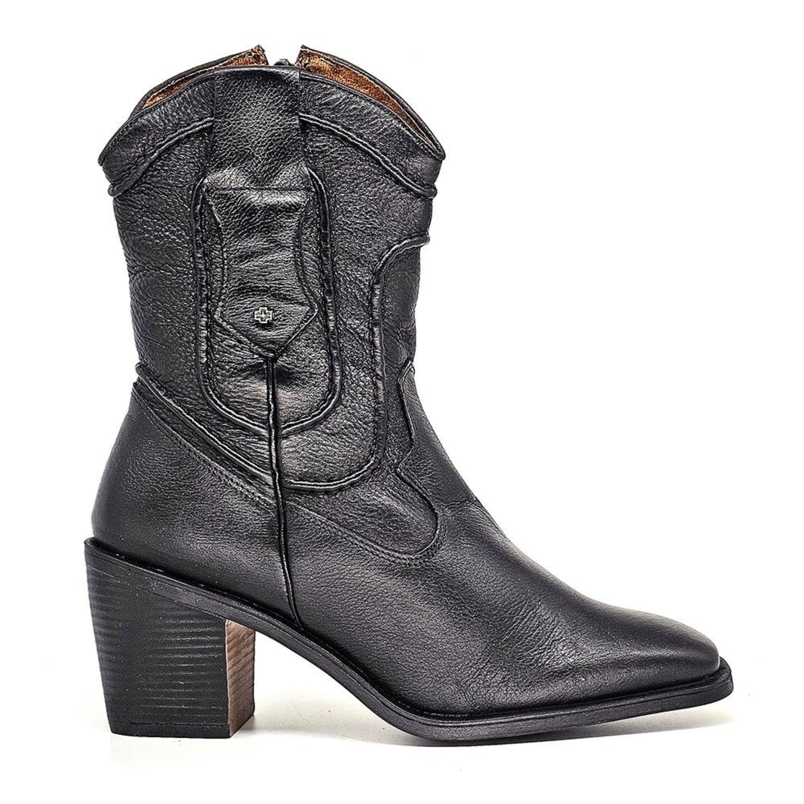 Bota Feminina OKL002 Couro Preto Incolor