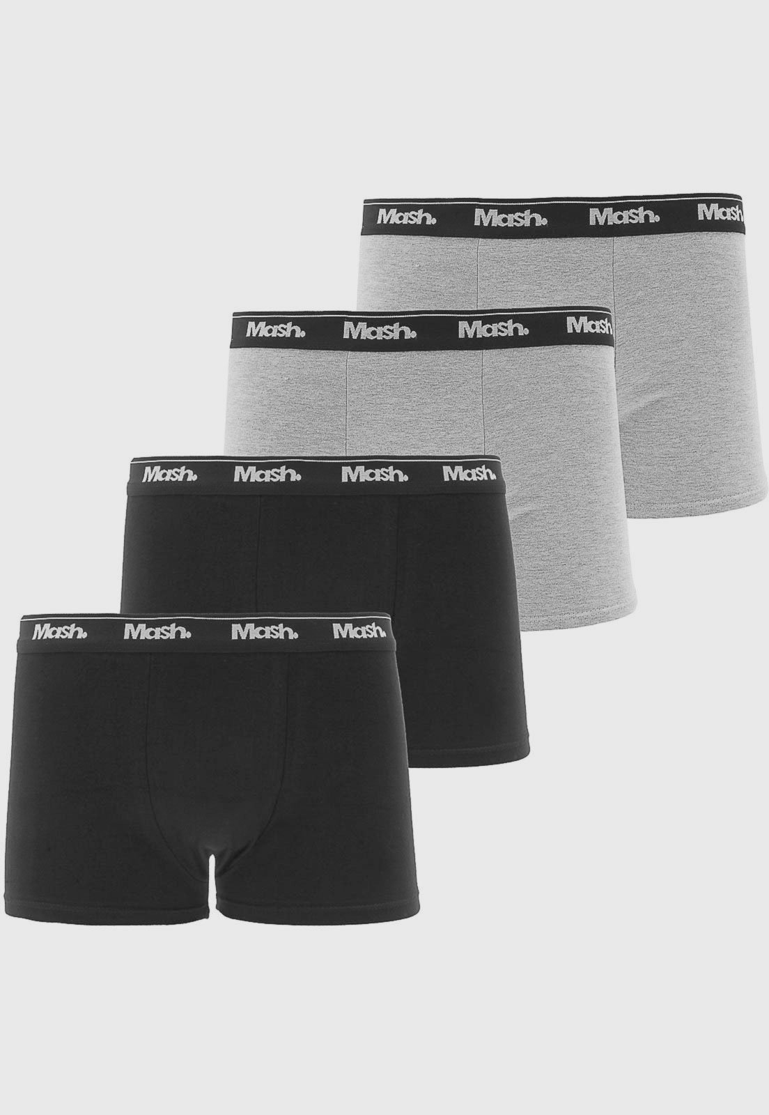 Vista 2 Kit 4pçs Cueca MASH Boxer Logo Preta preto MASH preto