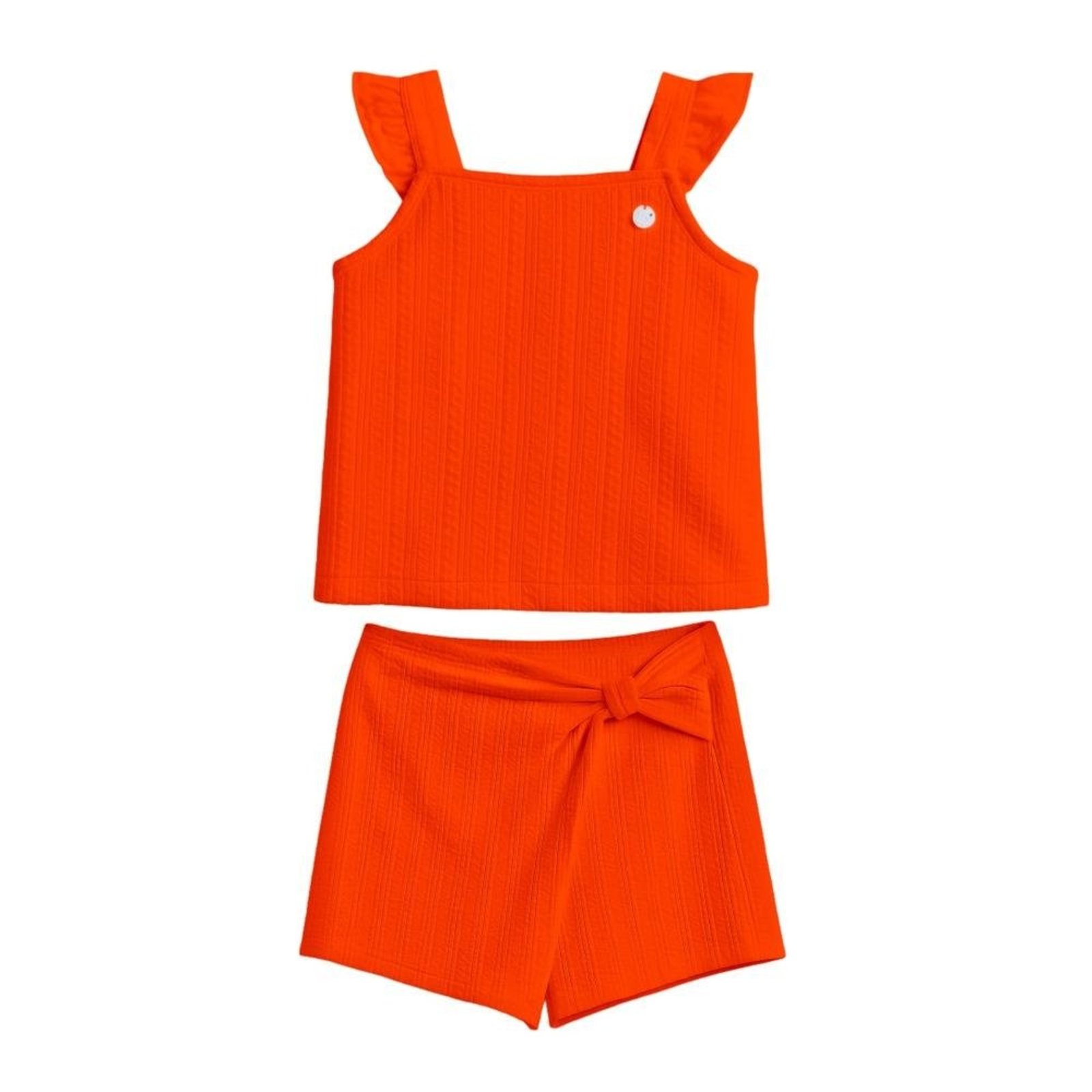 Infantil - Conjunto Feminino Blusa Babado Short Saia Brandili Laranja 10 Laranja