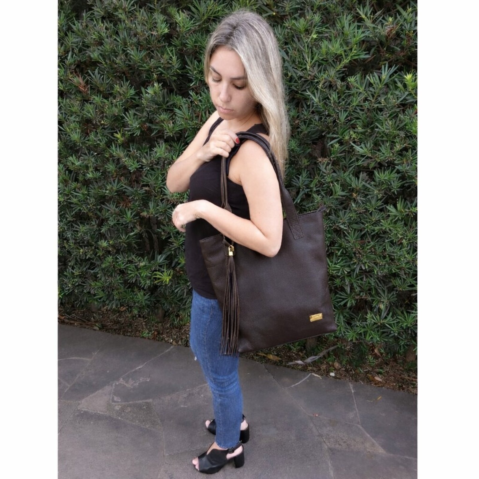 Vista 3 Bolsa Sacola TopGrife Couro marrom TopGrife marrom