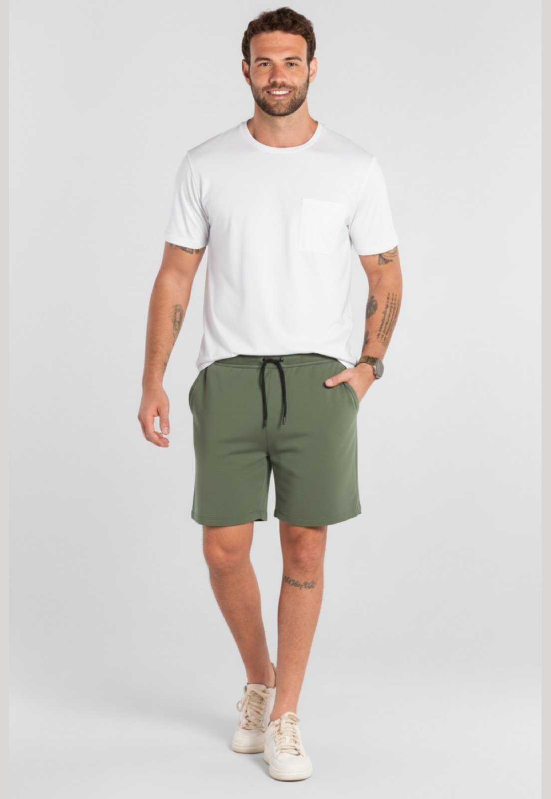 Bermuda Masculina em Moletom Just Basic Verde