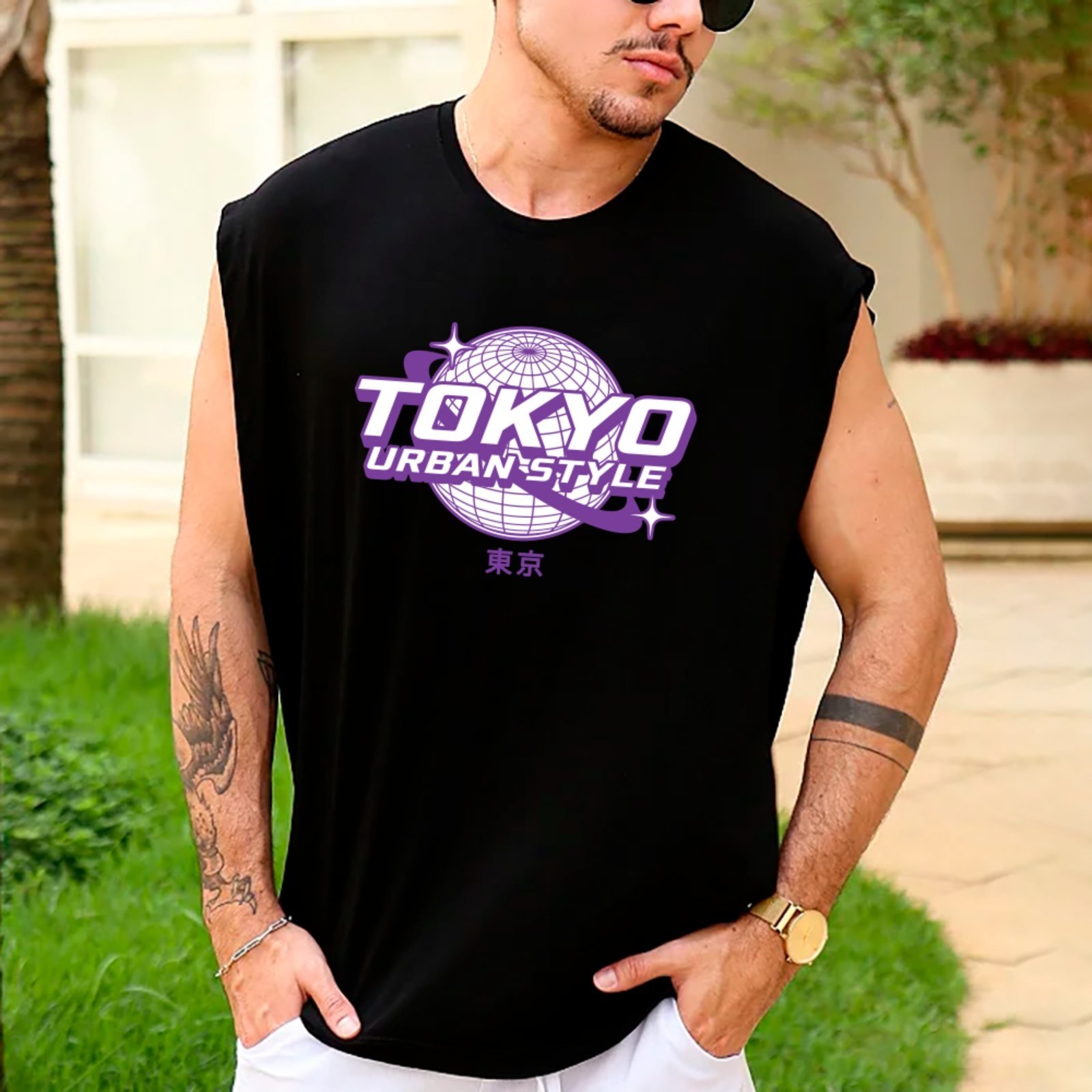 Camiseta Regata Machão Ousy Tokyo Urban Style Oversized Masculina Preto